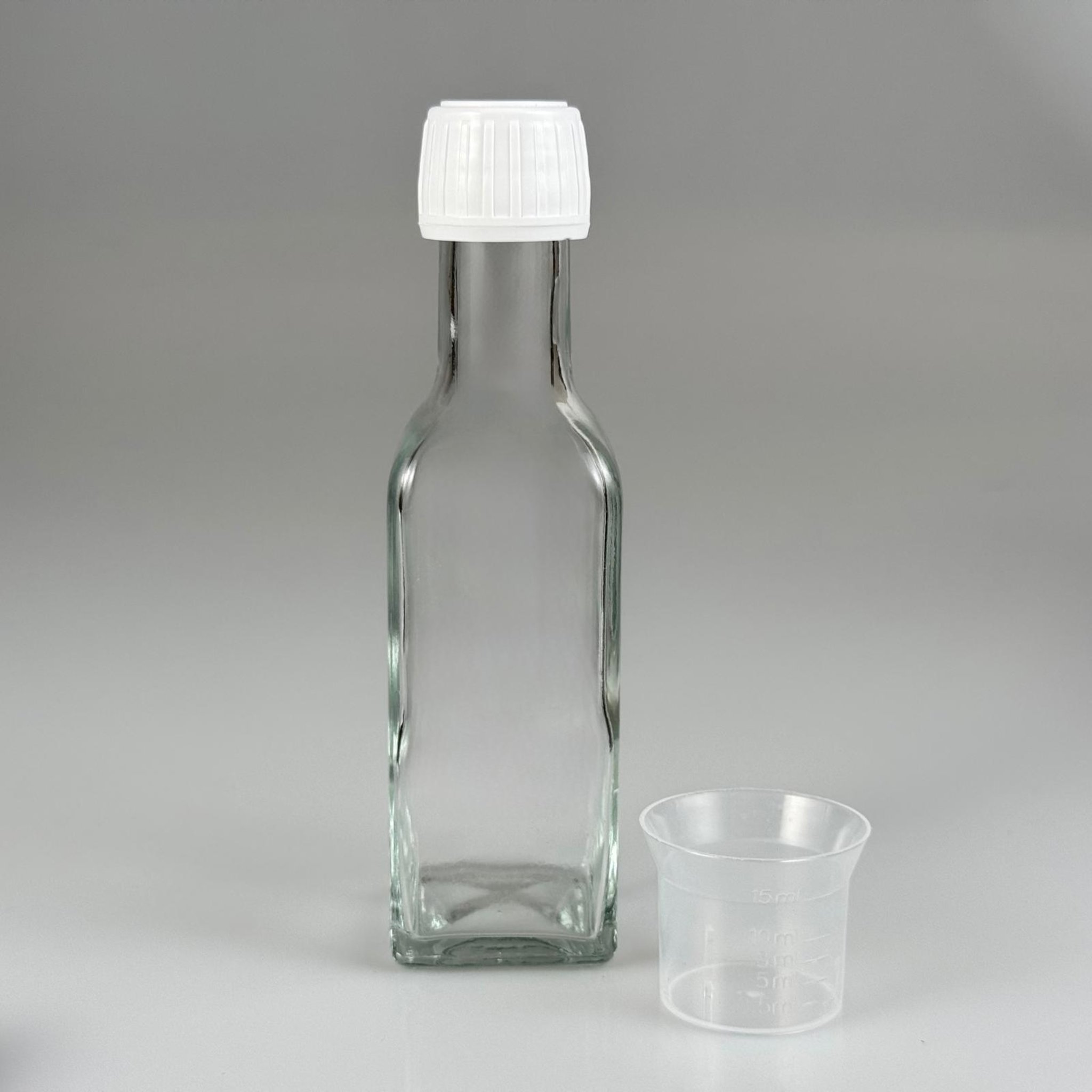 100 CC MARASKA CAM ŞİŞE + BEYAZ KİLİTLİ KAPAK + 15 ML ÖLÇEK TAKIM - 100 ML KÖŞELİ CAM ŞİŞE - 100 ML KARE CAM YAĞ ŞİŞESİ