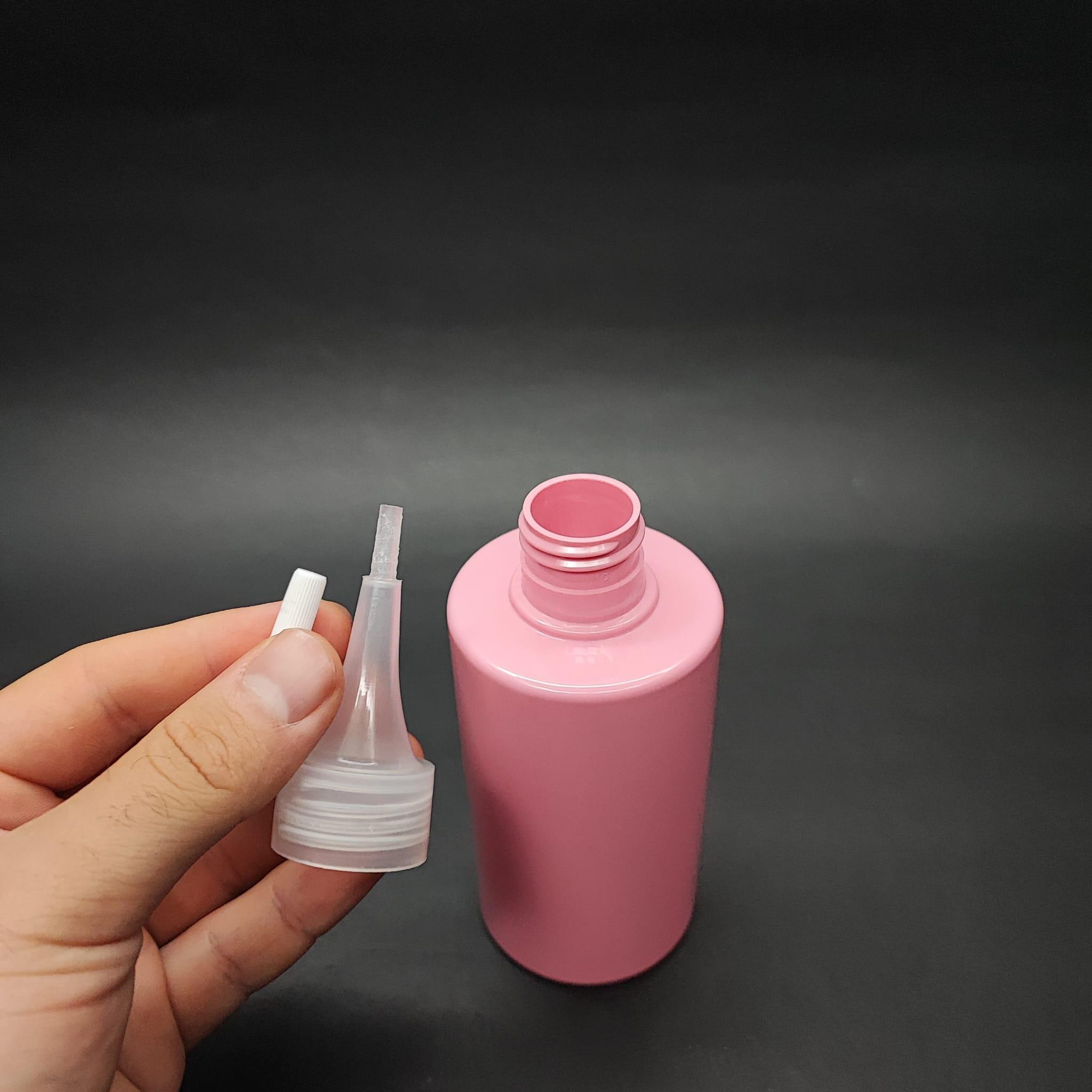 200 CC KÜT BOYUNLU SİLİNDİR PET ŞİŞE (24 GR) - AKITICI KAPAKLI - 200 ML PLASTİK ŞİŞE - PEMBE