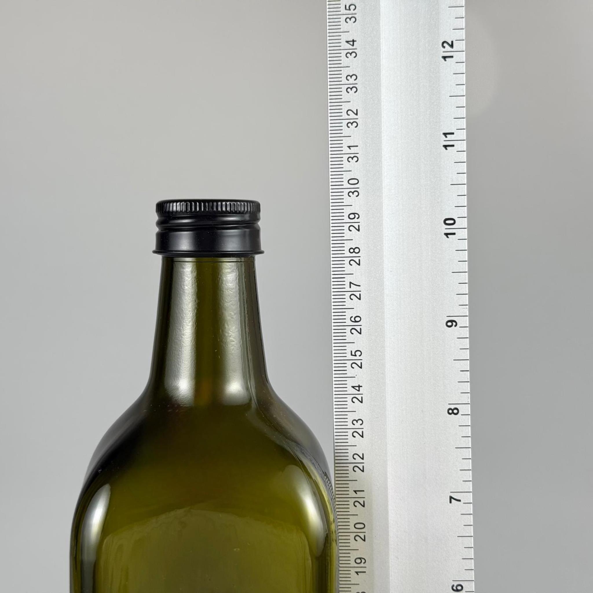750 CC YEŞİL MARASKA CAM ŞİŞE - SİYAH METAL ALÜMİNYUM KAPAKLI - 750 ML KÖŞELİ YAĞ ŞİŞESİ - SİRKE ŞİŞESİ