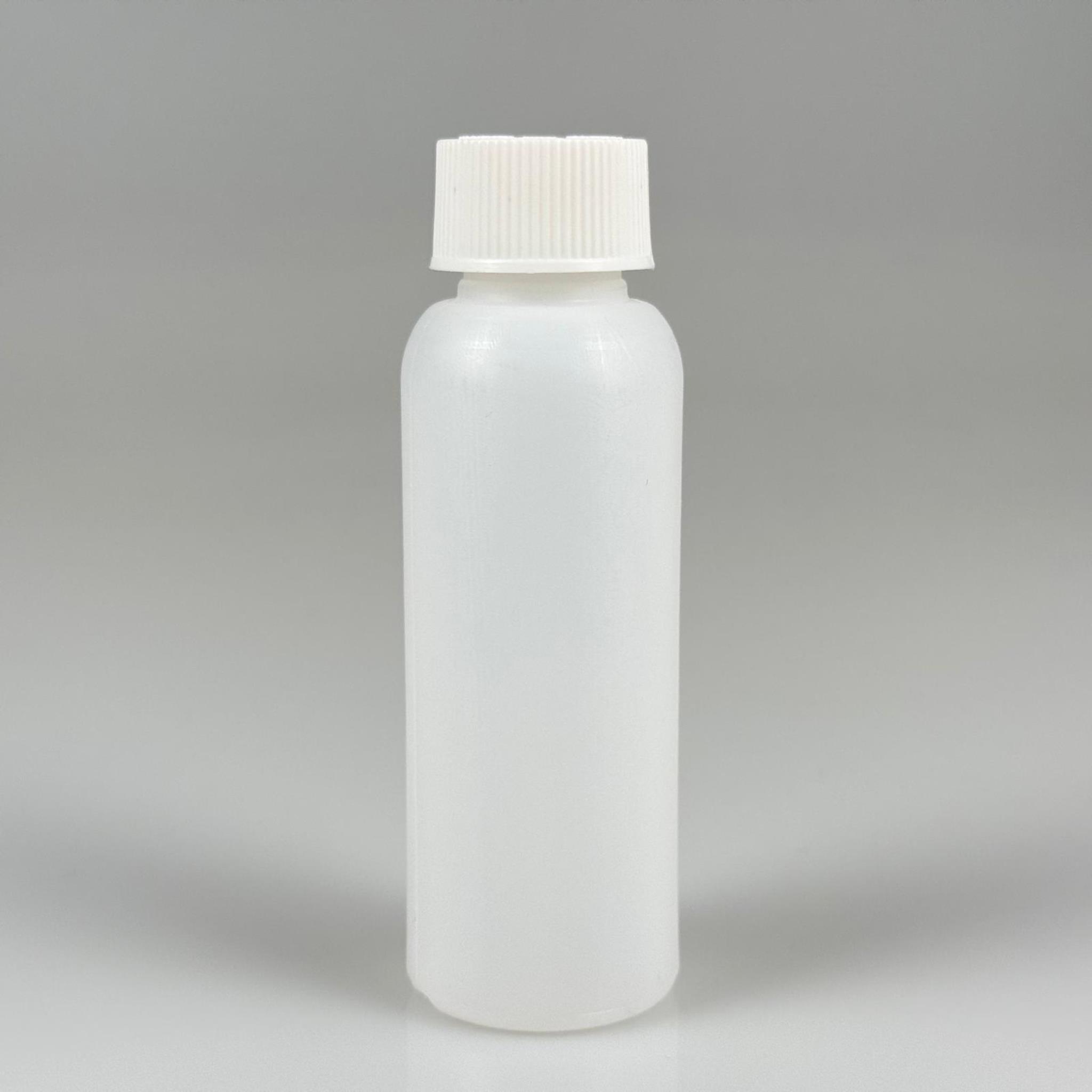 100 CC NATÜREL SERT POLİETİLEN ŞİŞE ( 24 MM ) + BEYAZ ÇOCUK KİLİTLİ KAPAK  ( SIZDIRMAZ KÖPÜK CONTALI ) - 100 ML SERT POLİETİLEN KOLONYA ŞİŞESİ