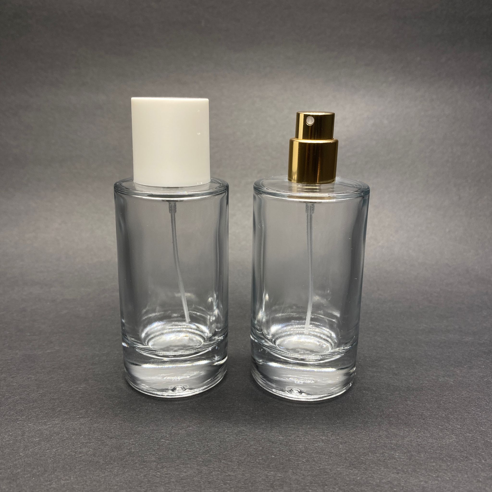 50 ML SİLİNDİR MODEL MARS PARFÜM ŞİŞESİ - GOLD METAL SPREYLİ + BEYAZ KAPAKLI (AĞIZ 15 MM GEÇME KOLAY KAPAMA)