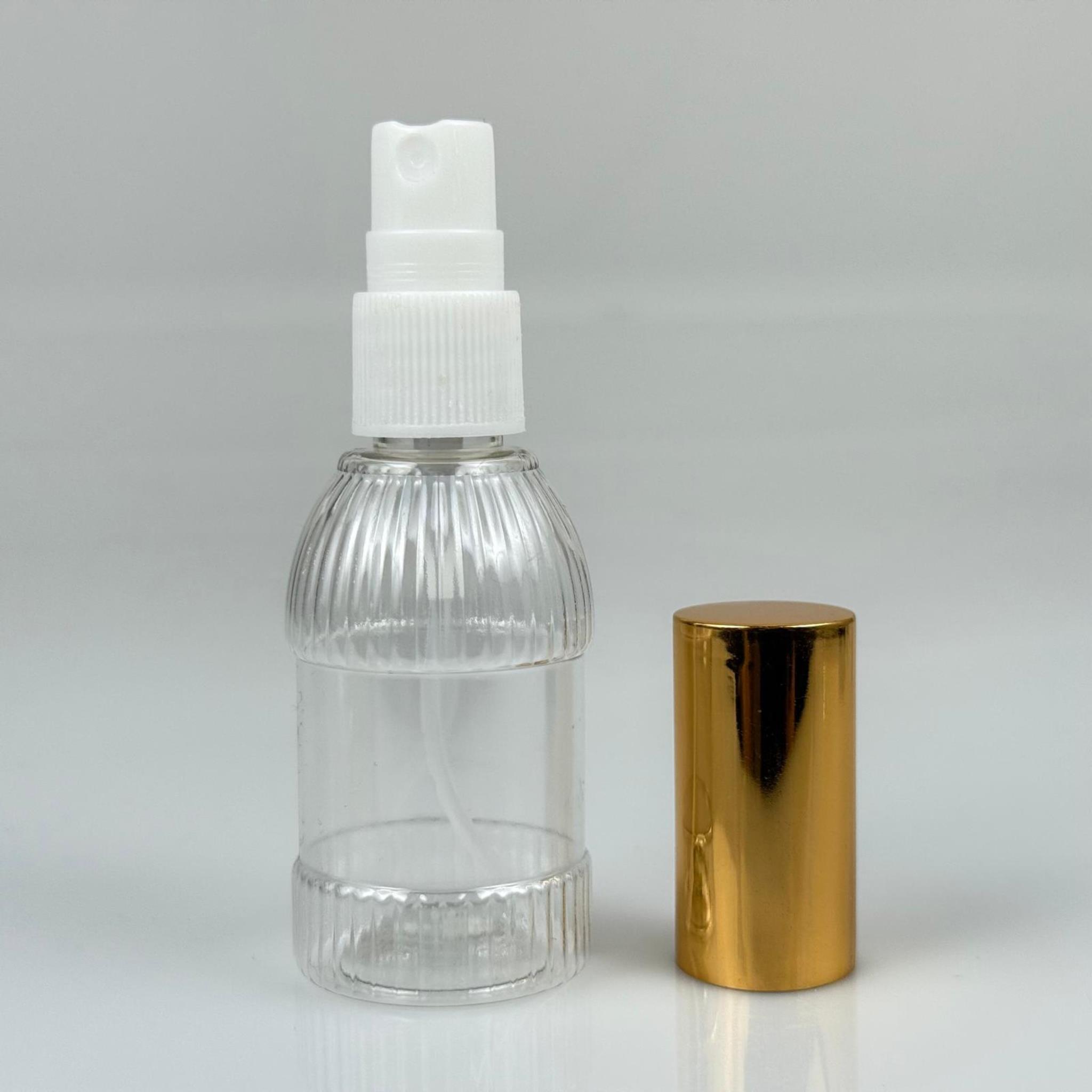 50 ML PET KOLONYA, PARFÜM VB ŞİŞELERİ - METAL ALÜMİNYUM GOLD KAPAK + VİDALI SPREY + 50 CC MANDALİNA MODEL ŞİŞE SET TAKIM