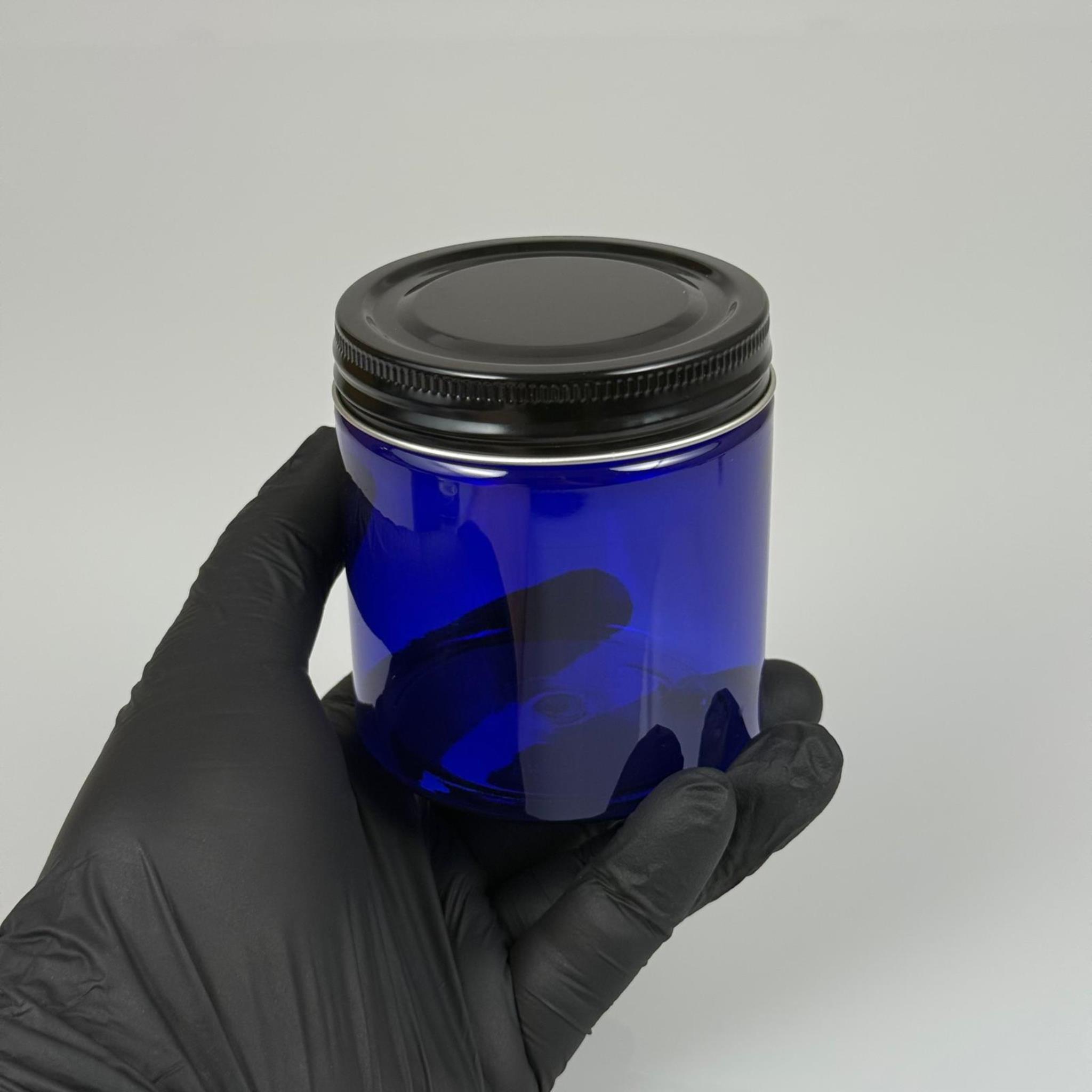 250 ML SERT PET KAVANOZ + SİYAH METAL KAPAK + İÇ TIPA - 250 CC KALIN MAVİ PLASTİK KAVANOZ SİYAH METAL KAPAKLI İÇ TIPALI TAKIM - KREM KAVANOZLARI