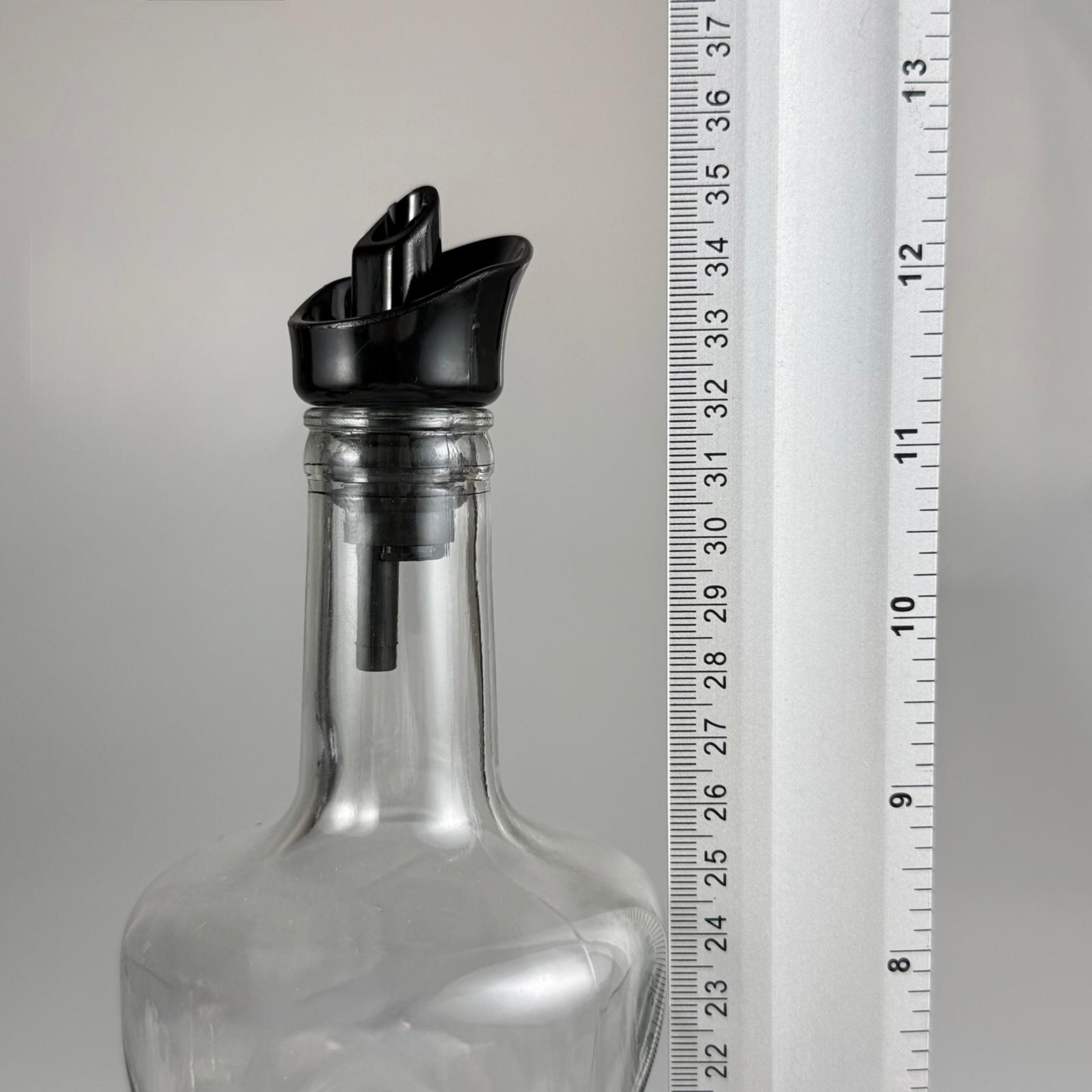 1000 CC DESENLİ DORİKA ŞEFFAF CAM ŞİŞE + HAVUZLU SİYAH AKITICILI TAKIM - 1000 ML MANTAR TIPALI ÇAKMA AĞIZ  CAM ŞİŞE