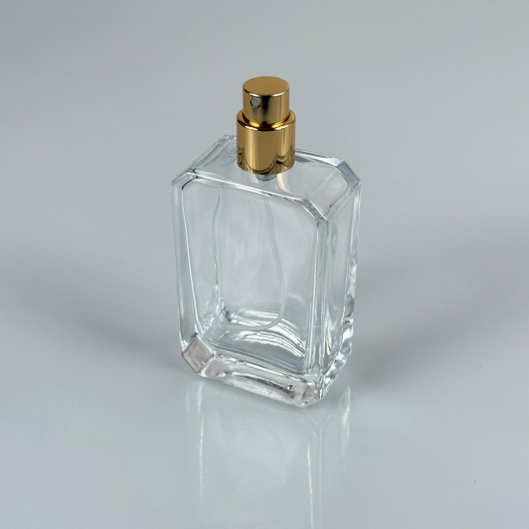 50 ML KÖŞELİ MODEL ANGEL PARFÜM ŞİŞESİ - GOLD METAL SPREYLİ (AĞIZ 15 MM GEÇME KOLAY KAPAMA)