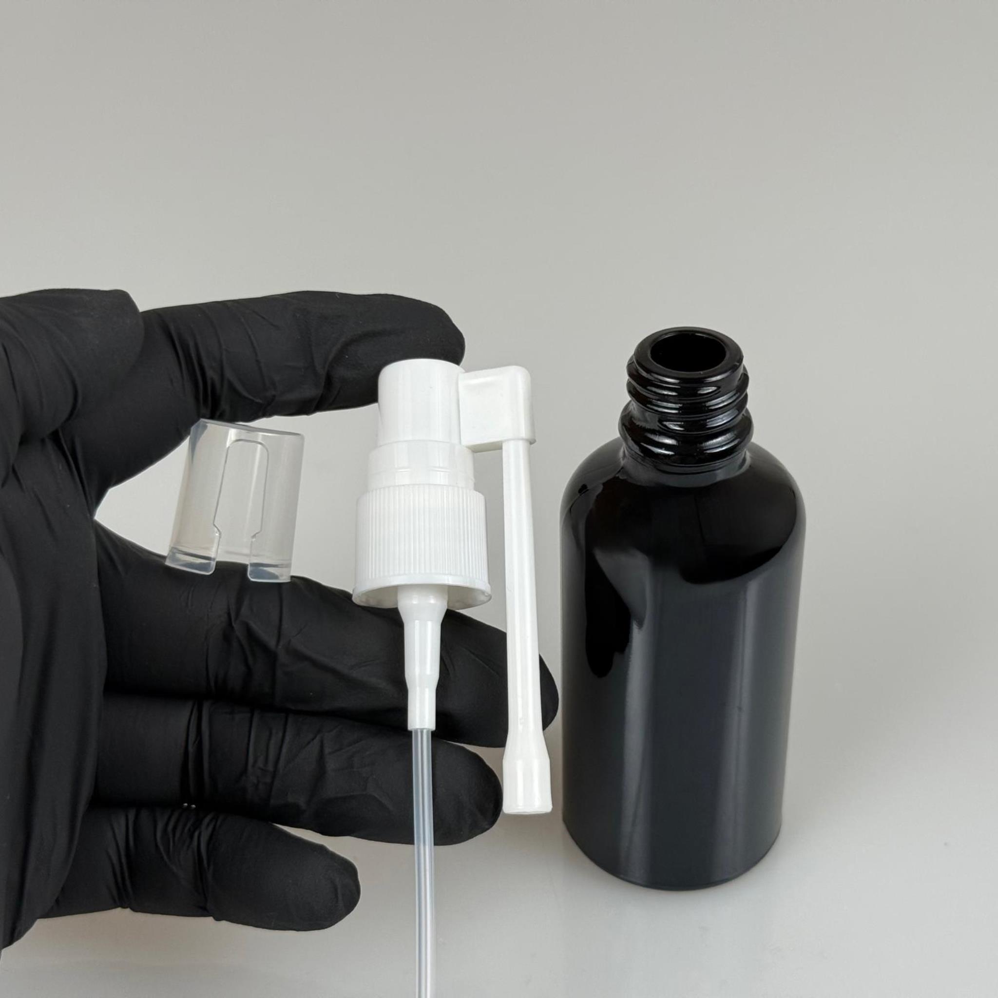 50 CC SİYAH CAM ŞİŞE - BEYAZ ORAL (BOĞAZ) SPREYLİ TAKIM - 50 ML SPREYLİ CAM ŞİŞE