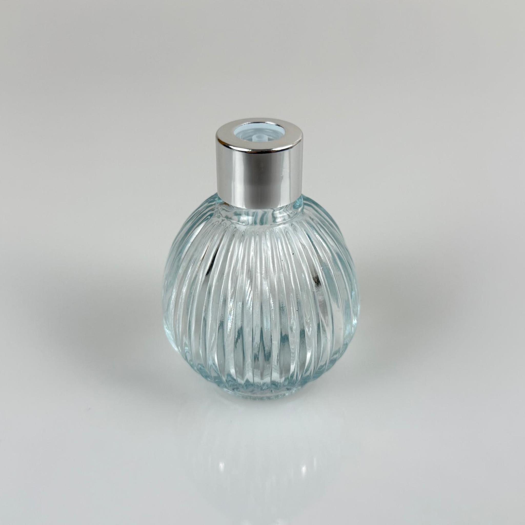 ÇİZGİLİ TOP MODEL CAM KOLONYA ŞİŞESİ + METAL GÜMÜŞ KAPAK + TIPA - 50 ML - HEDİYELİK KOLONYA ŞİŞELERİ