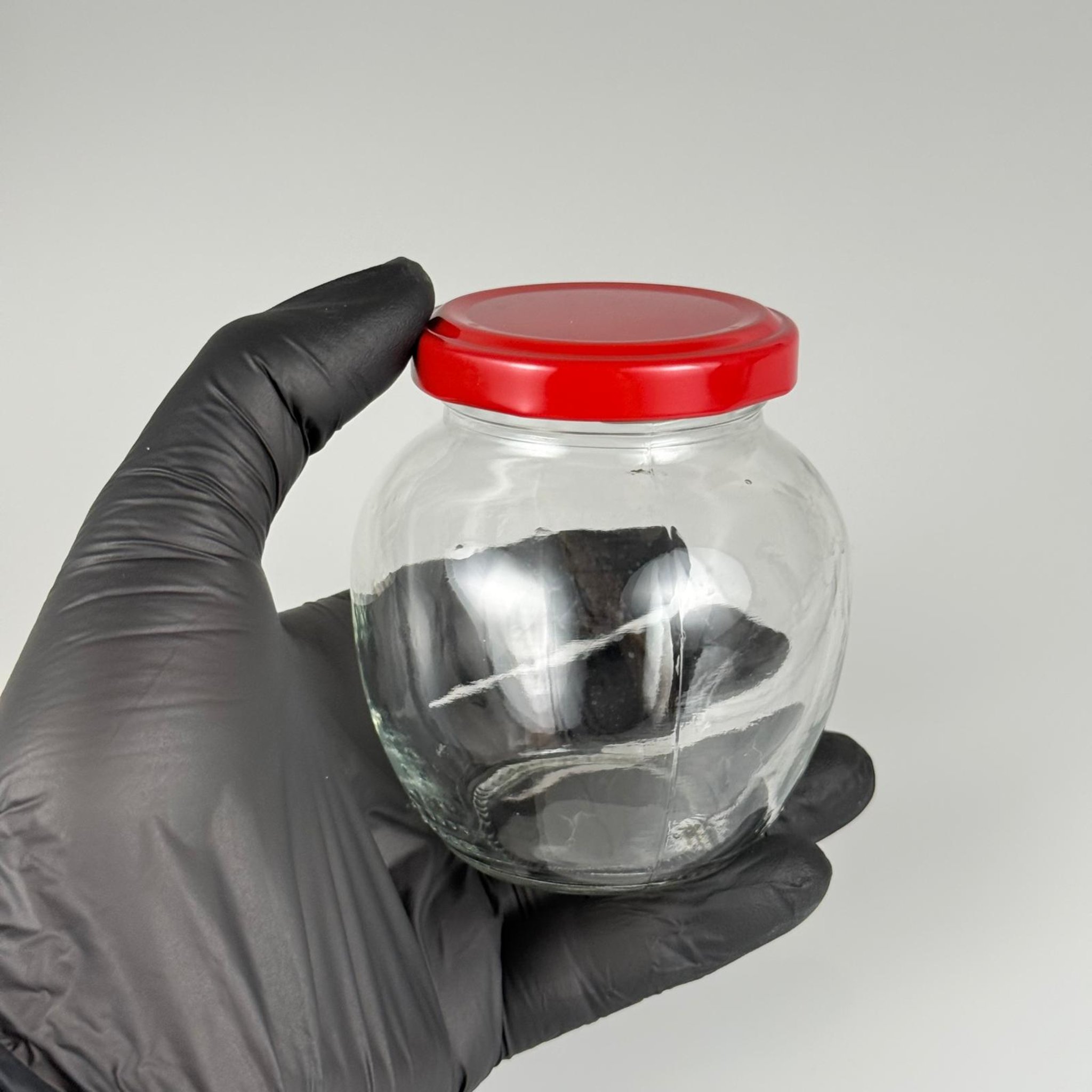 210 CC YUMURTA KAVANOZ + KIRMIZI METAL KAPAKLI + KENDİNDEN YAPIŞKANLI KÖPÜK CONTALI TAKIM - 210 ML OVAL TİP CAM KAVANOZ