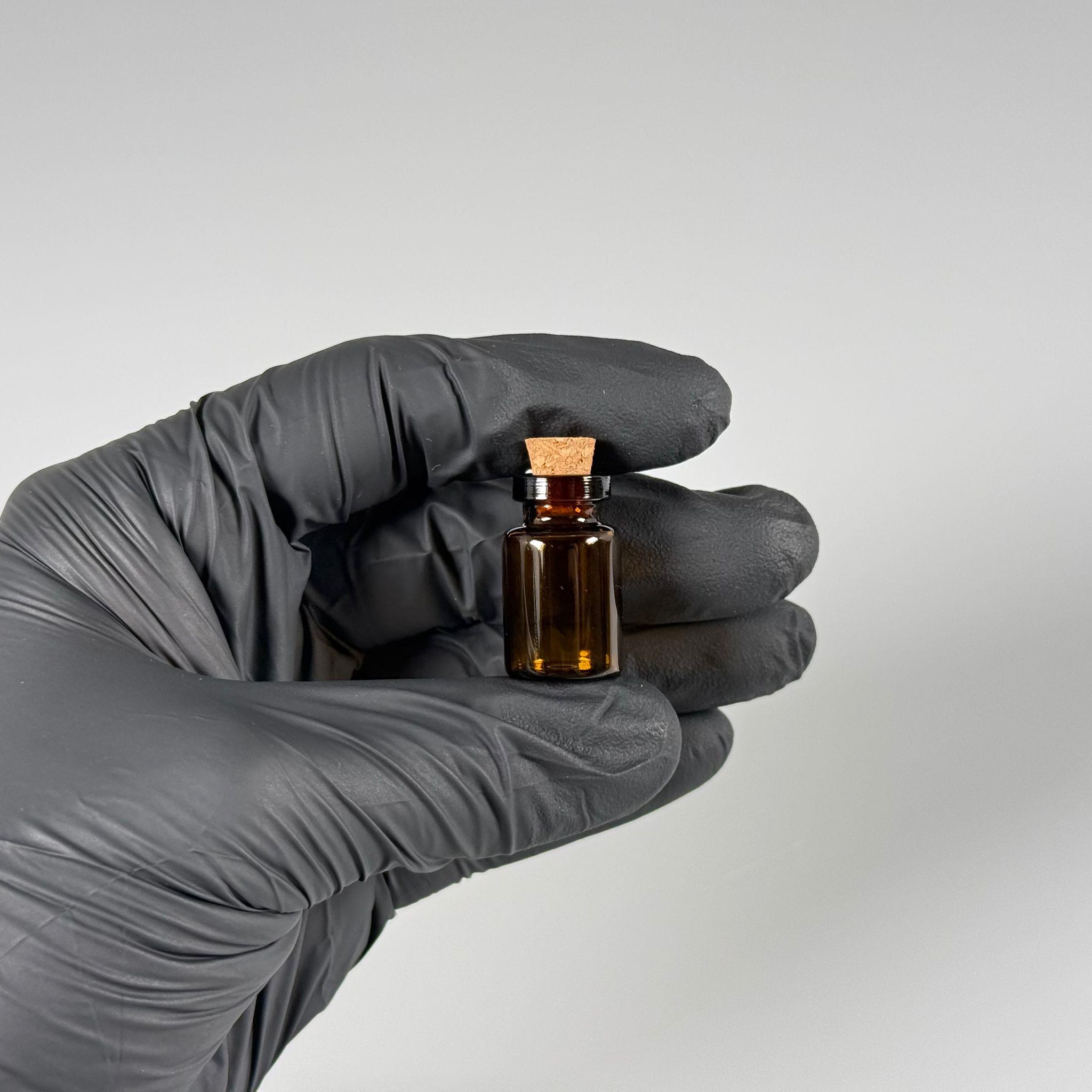 MİNİ CAM ŞİŞE MANTAR TIPALI 2 CC - anahtarlık, aksesuar. kolye, minyatür, mektup, tılsım vb için 2 ml amber küçük cam şişeler