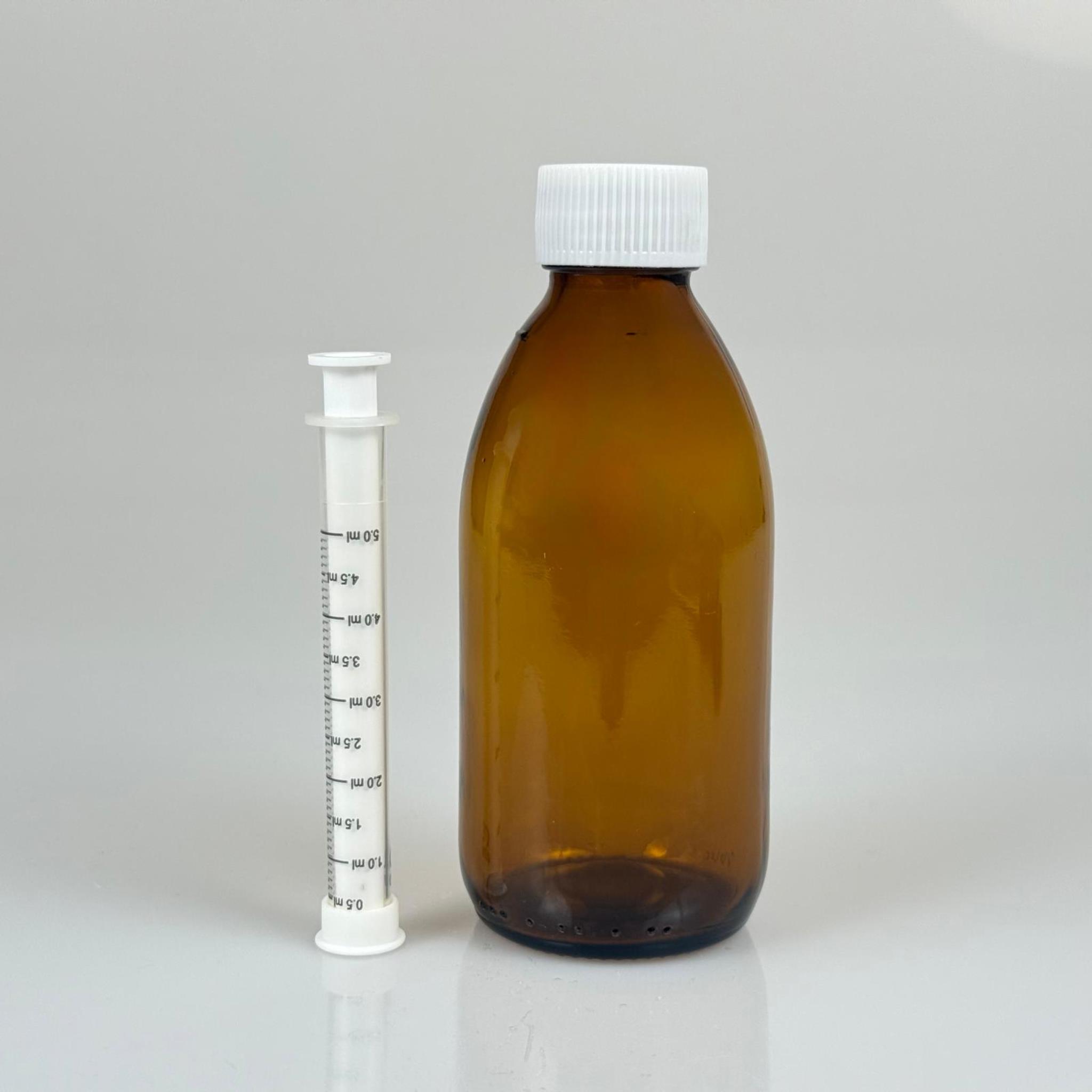 200 ML CAM ECZA ŞİŞESİ + 5 ML DOZAJ PİPETİ + DOZAJ TIPASI + CONTALI PLASTİK KAPAK TAKIM