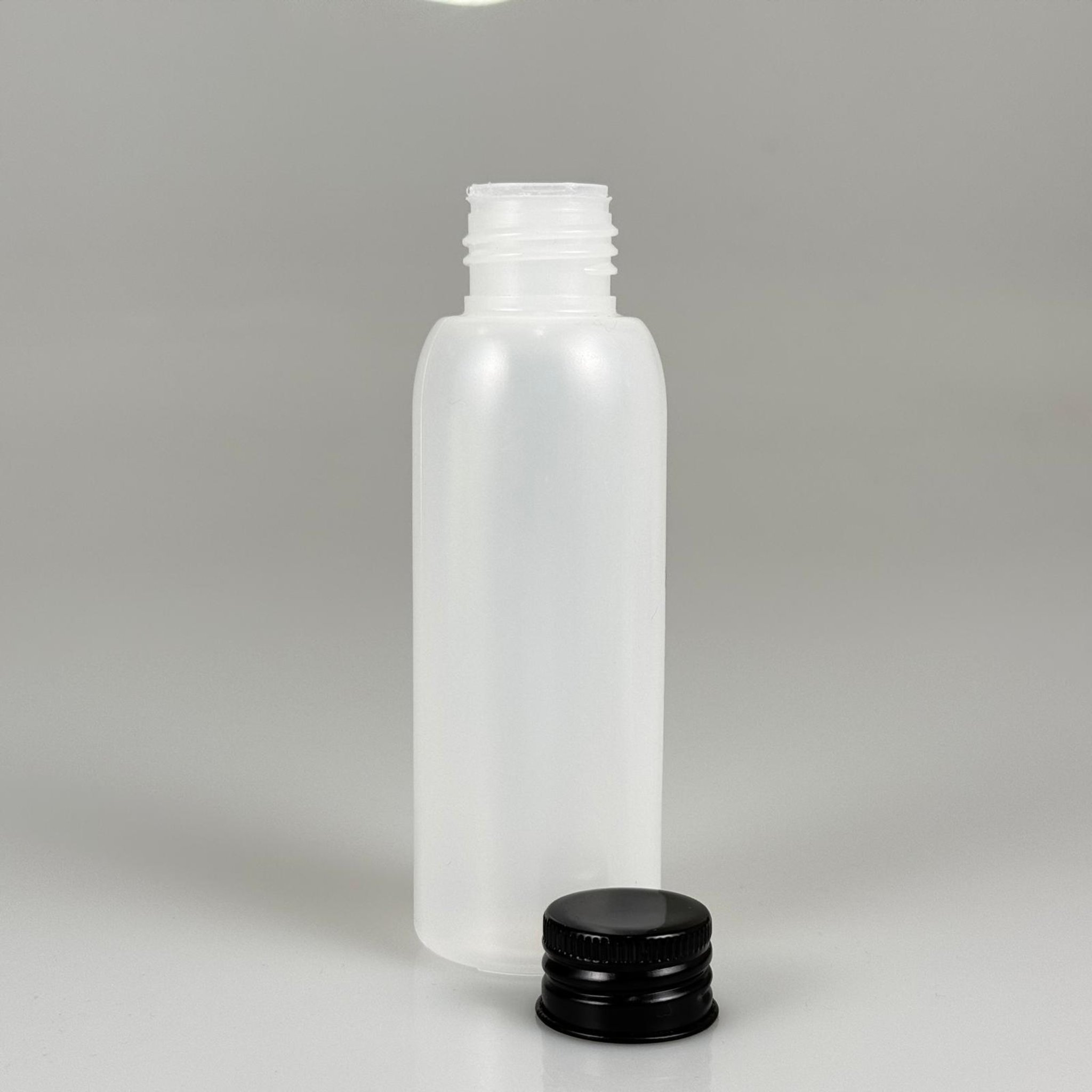 100 ML SIKILABİLİR YUMUŞAK PE POLİETİLEN PLASTİK ASETON ŞİŞESİ ( 24 AĞIZ ) + KÖPÜK CONTALI SİYAH METAL ALÜMİNYUM KAPAKLI + KOLONYA TIPALI TAKIM - 100 cc sos, yağ, kartuş, mürekkep vb için boş şişeler