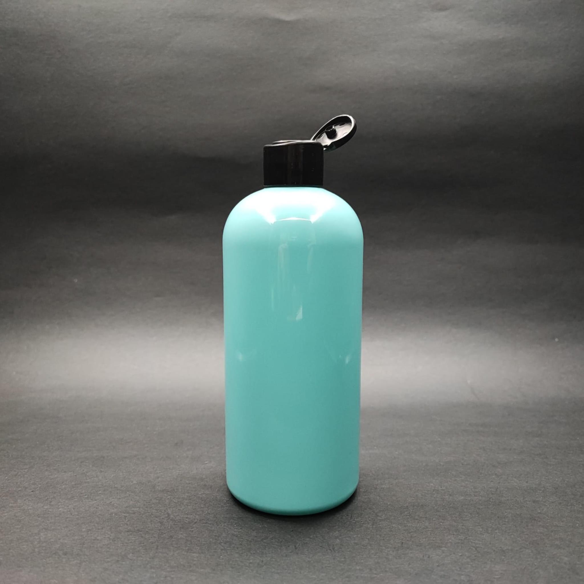400 CC OVAL BOYUNLU SİLİNDİR PET ŞİŞE (30 GR) - SİYAH FARMASİ MODEL FLİPTOP ŞAMPUAN KAPAKLI - 400 ML PLASTİK ŞİŞE - TURKUAZ