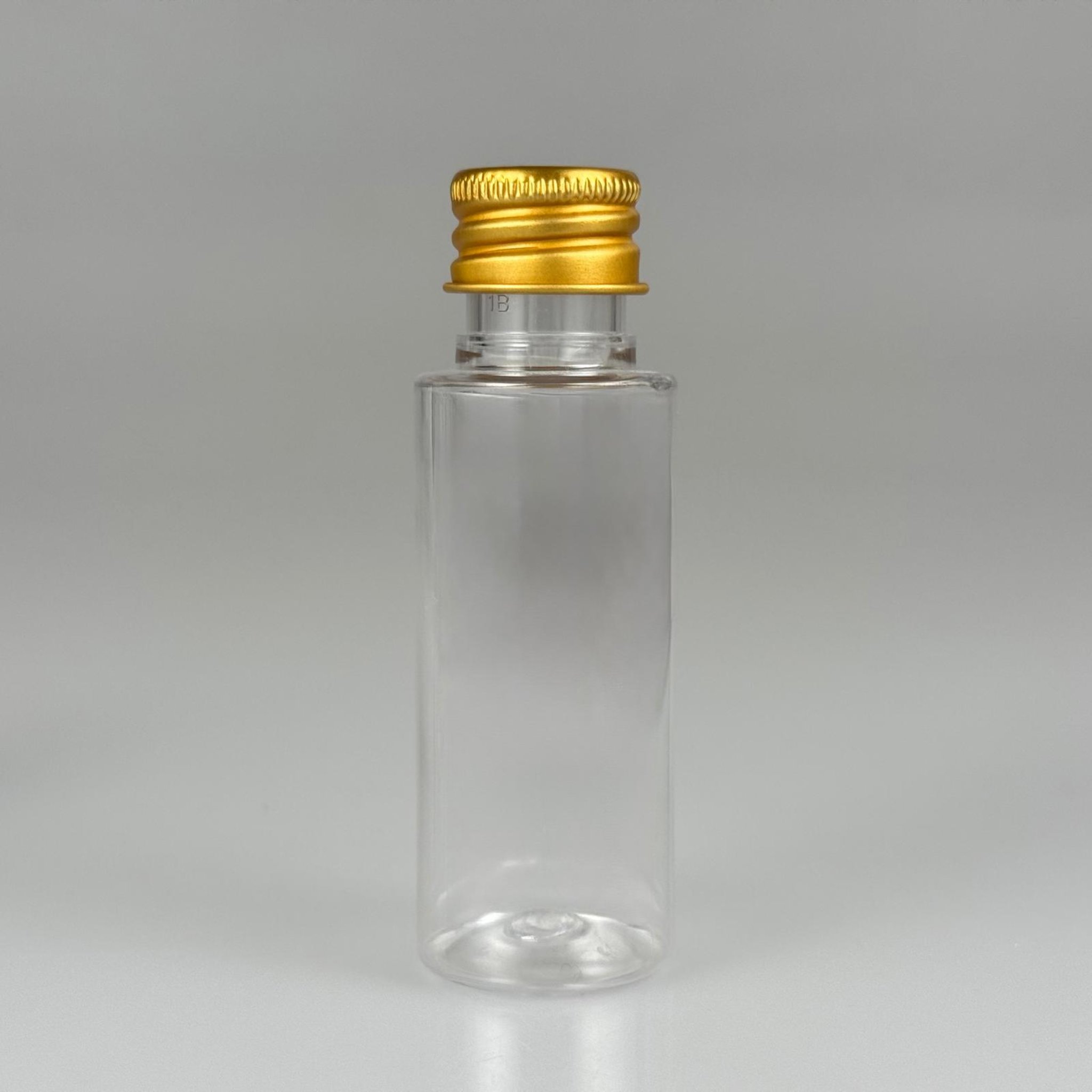 30 CC ŞEFFAF SİLİNDİR UZUN MODEL PET ŞİŞE + KÖPÜK CONTALI GOLD ALÜMİNYUM METAL KAPAKLI TAKIM - 30 ML PLASTİK ŞİŞE