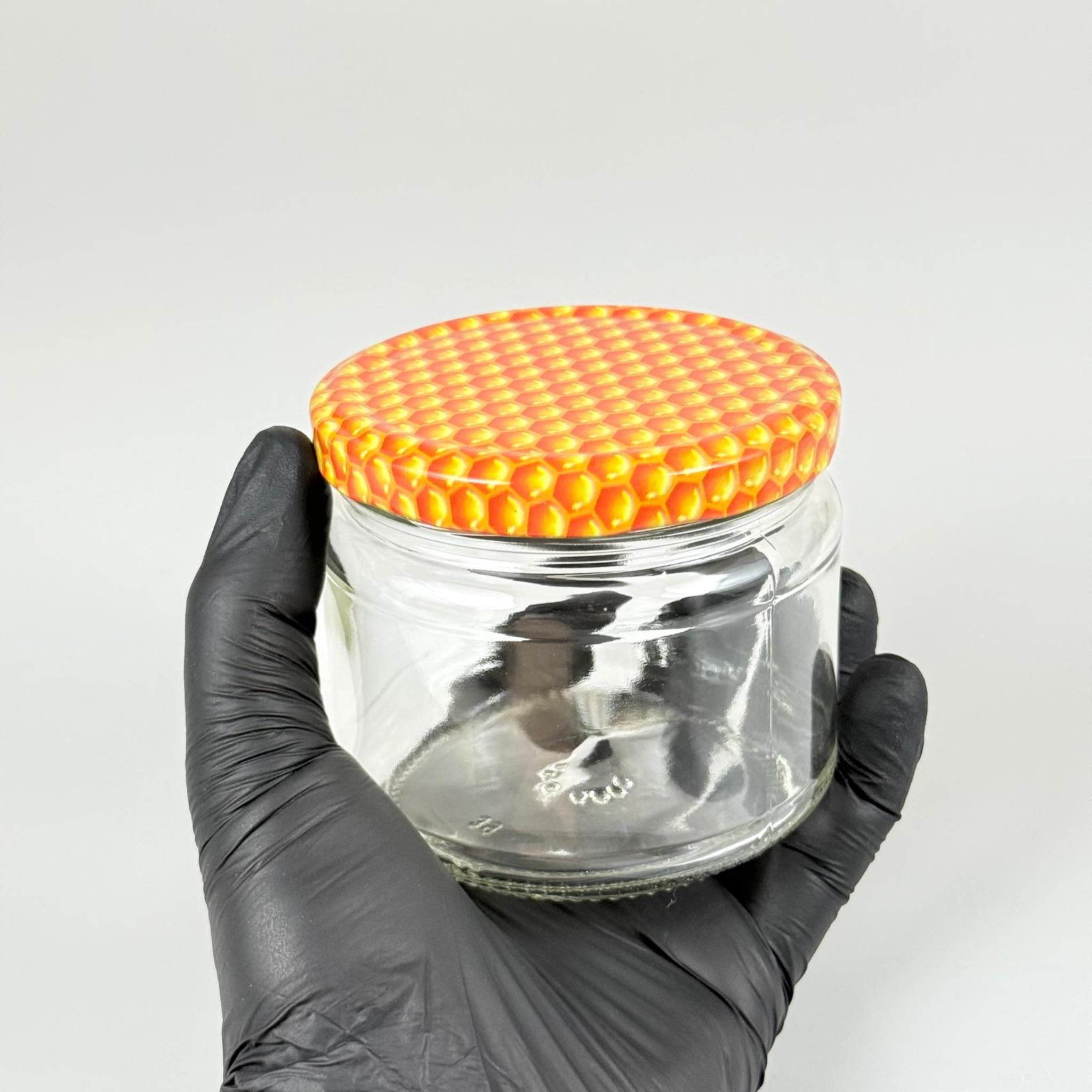 300 CC CAM KAVANOZ (SİLME HACİM 330 ML) - PETEK METAL KAPAKLI - 300 ML PAŞABAHÇE BAL , PEKMEZ , KONSERVE , MAGNOLİA VB KAVANOZLARI