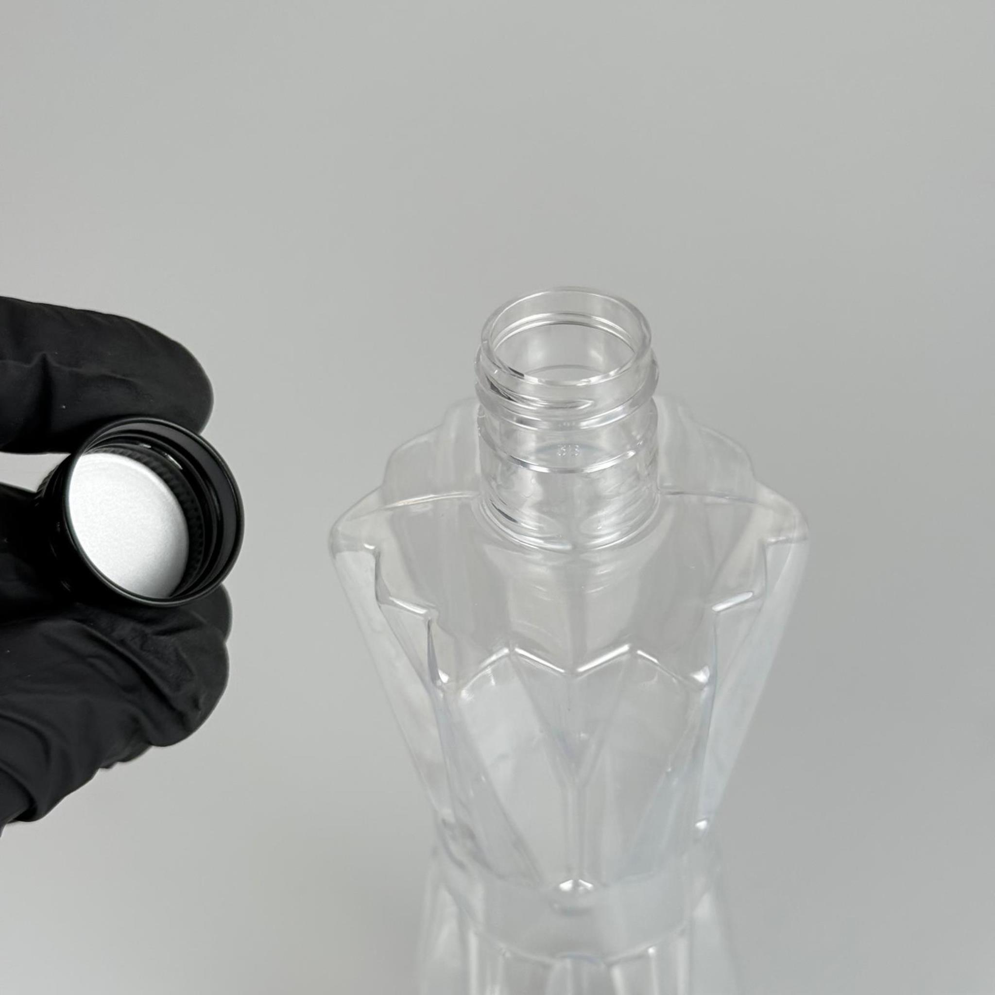 300 CC ELMAS MODEL PET ŞİŞE - 24 AĞIZ (27 GR) + KÖPÜK CONTALI SİYAH METAL ALÜMİNYUM KAPAK - 300 ML PET ŞİŞE