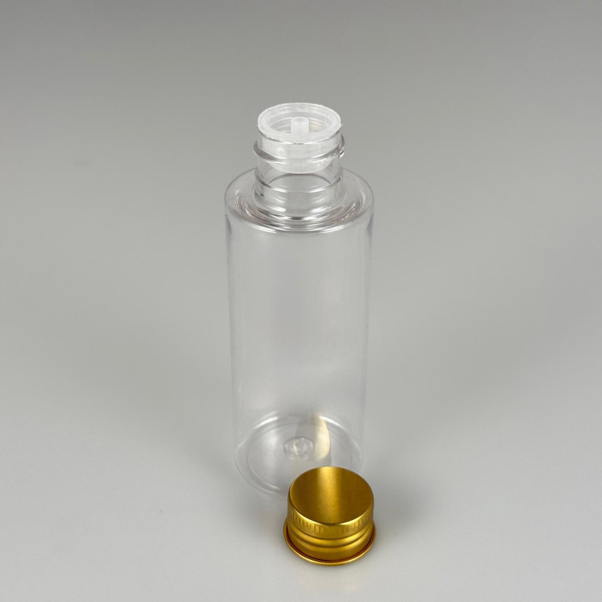 100 CC SİLİNDİR KESKİN KÜT MODEL SERT (17 GR) PET KOLONYA ŞİŞESİ 24 AĞIZ + KÖPÜK CONTALI GOLD METAL ALÜMİNYUM KAPAK TAKIM - 100 ML KAPAKLI PLASTİK ŞİŞELER