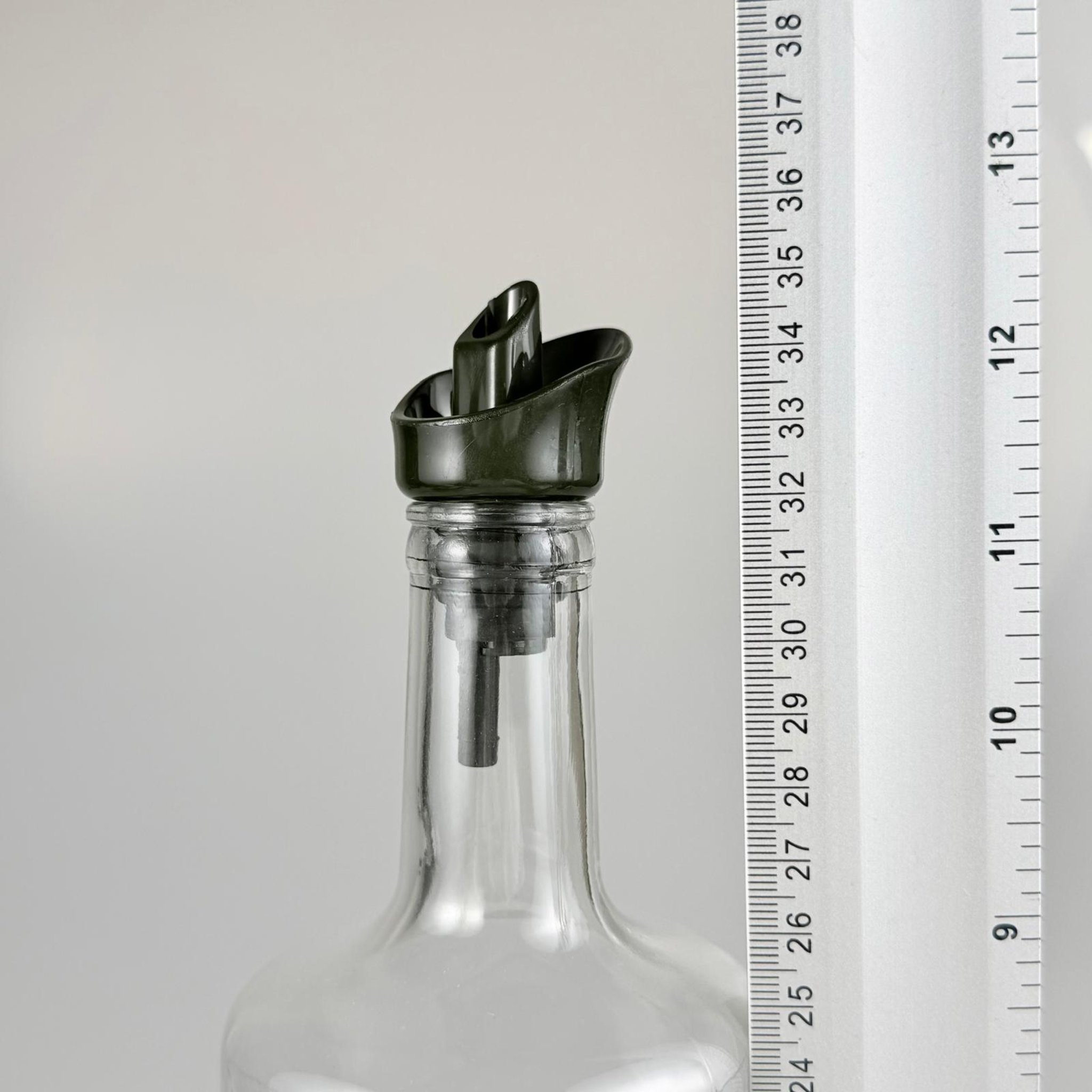 1000 CC DESENLİ DORİKA ŞEFFAF CAM ŞİŞE + HAVUZLU KOYU YEŞİL AKITICILI TAKIM - 1000 ML MANTAR TIPALI ÇAKMA AĞIZ  CAM ŞİŞE
