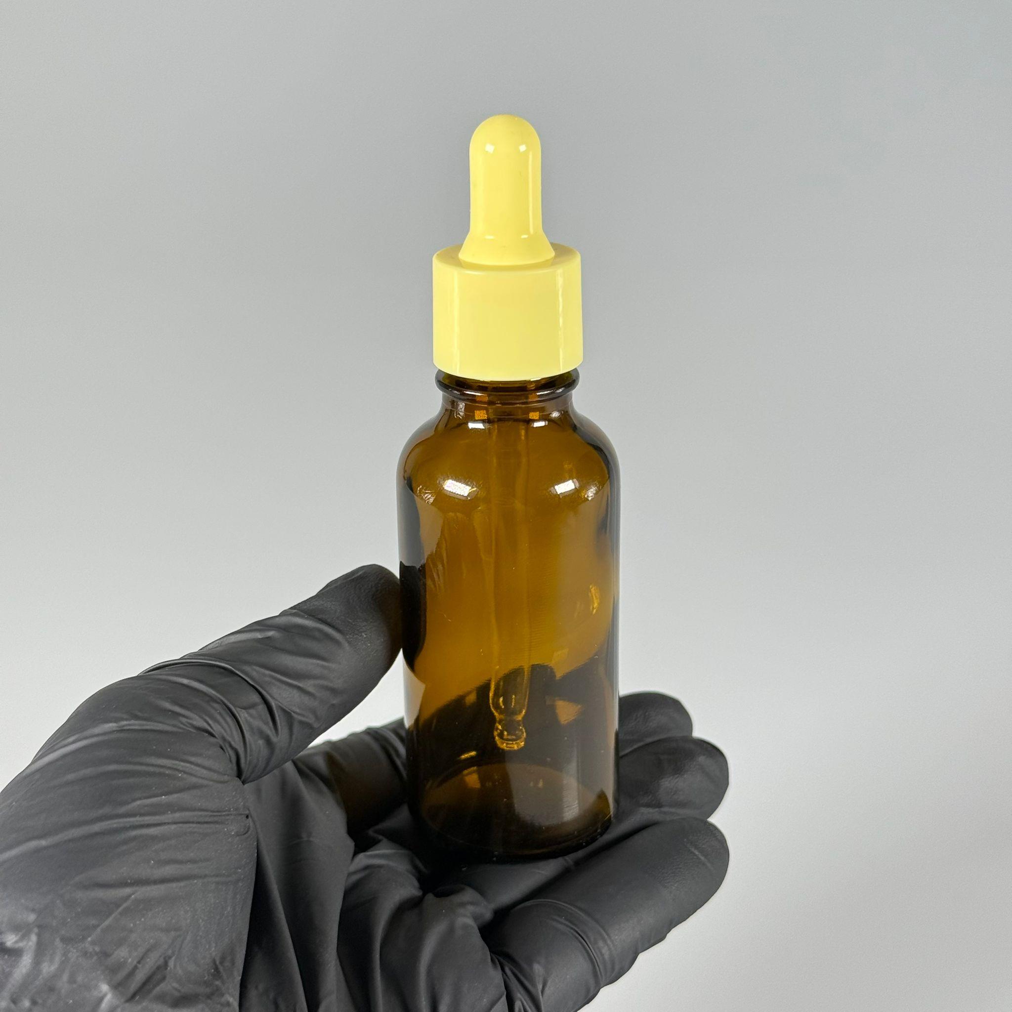 50 CC AMBER KAHVERENGİ CAM ŞİŞE + SARI DROPPER CAM DAMLALIK