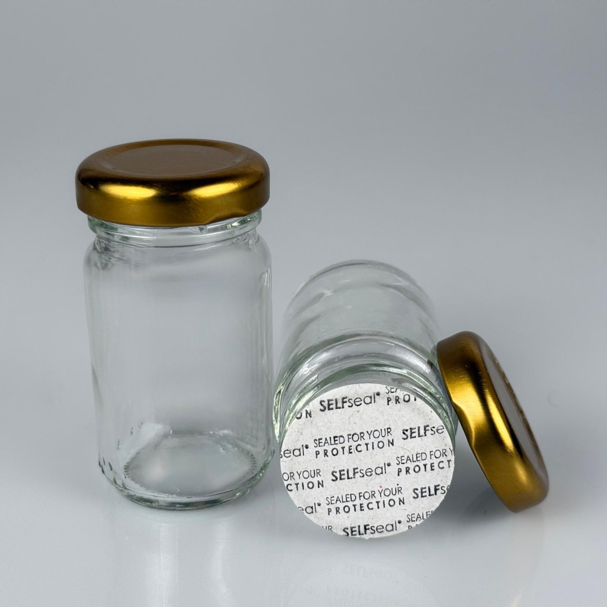 67 CC CAM KAVANOZ + GOLD METAL KAPAKLI + KENDİNDEN YAPIŞKANLI KÖPÜK CONTALI TAKIM - 67 ML CAM KAVANOZ