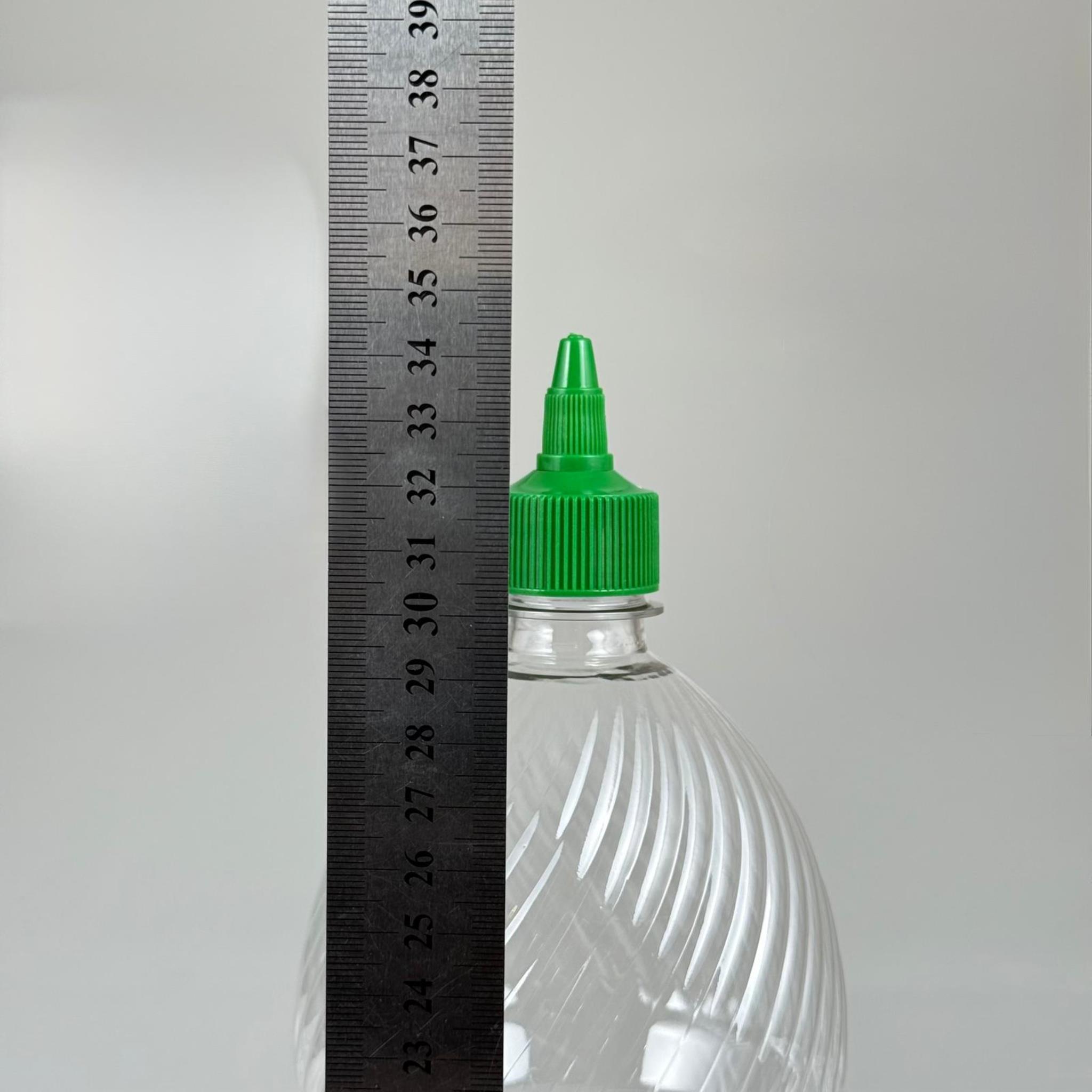 ZEYTİNYAĞI, SOS, ACI SOS, SİRKE, SRIRACHA VB BOŞ ŞİŞELERİ - YEŞİL SİVRİ TWİST AKITICI KAPAK + 2000 ML ŞEFFAF PET PLASTİK ŞİŞE TAKIM