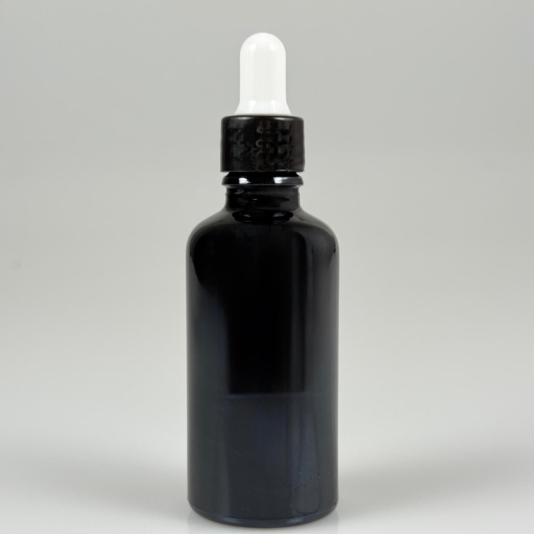 50 CC PARLAK SİYAH CAM DAMLALIKLI ŞİŞE - BEYAZ EMZİK + SİYAH DÜZ KAPAK + CAM PİPET TAKIM - 50 ML PARLAK SİYAH DAMLALIKLI ŞİŞE SETİ