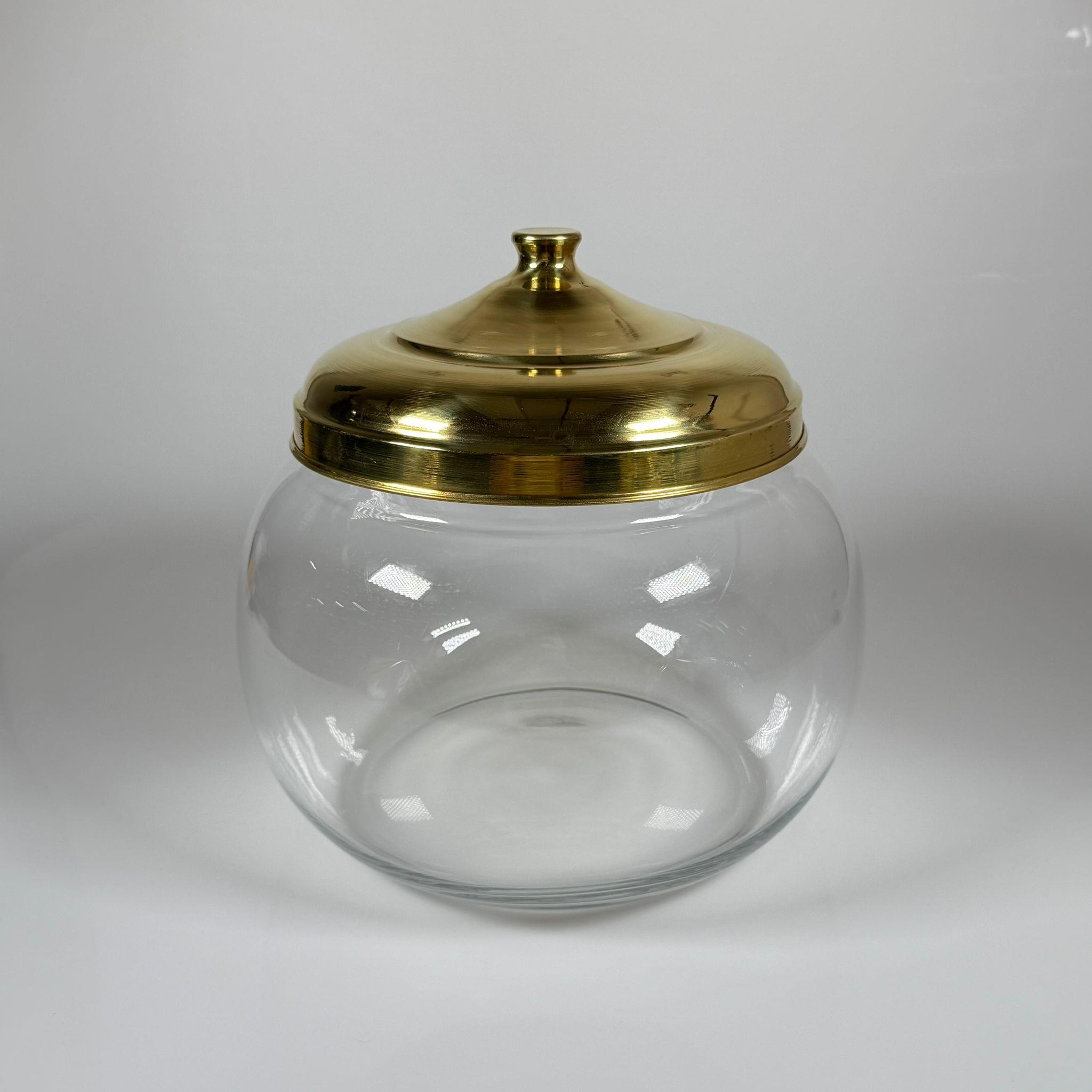 PİRİNÇ KAPAKLI CAM FANUS - ORTA BOY 10 LT - ÇEREZCİ, AKTAR, MARKET VB RAFLARI İÇİN TEŞHİR FANUSU