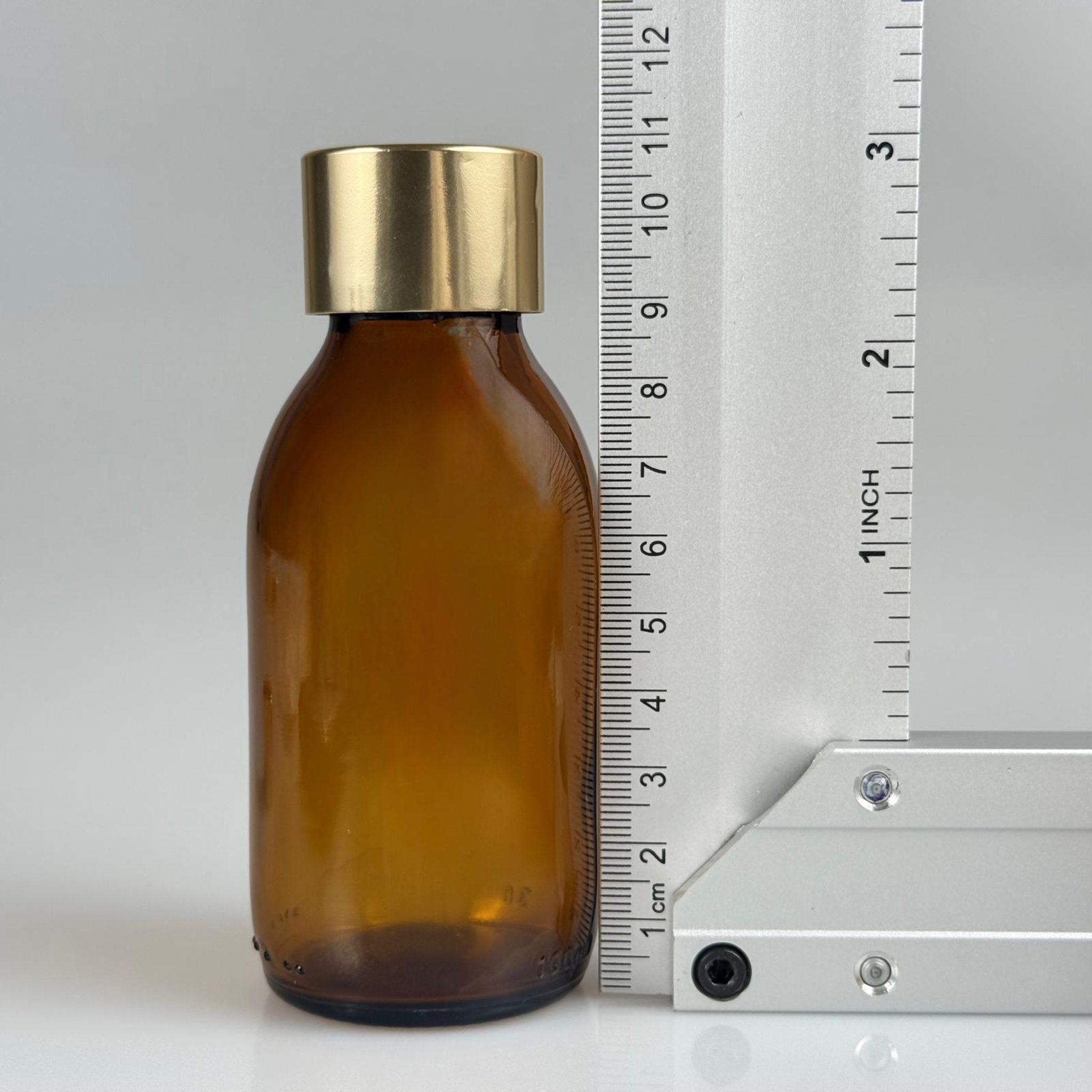 100 CC AMBER CAM ŞİŞE  + ALÜMİNYUM KAPLAMALI GOLD KAPAKLI + KÖR TIPALI TAKIM - 100 ML KAHVERENGİ CAM ŞİŞE
