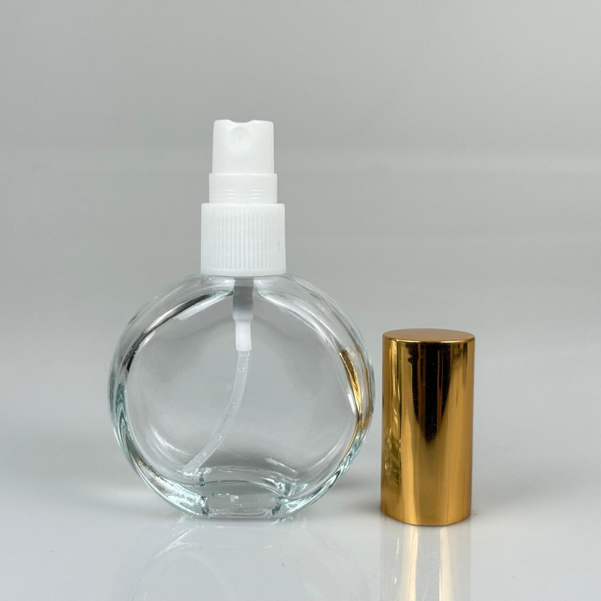 50 CC OVAL YUVARLAK CAM ŞİŞE + GOLD SPREY FISFIS - 50 ML HEDİYELİK CAM KOLONYA ŞİŞESİ - DÜĞÜN, NİŞAN, SÖZ, KINA, CENAZE, PROMOSYON, PARFÜM İÇİN HEDİYELİK KOLONYA ŞİŞELERİ