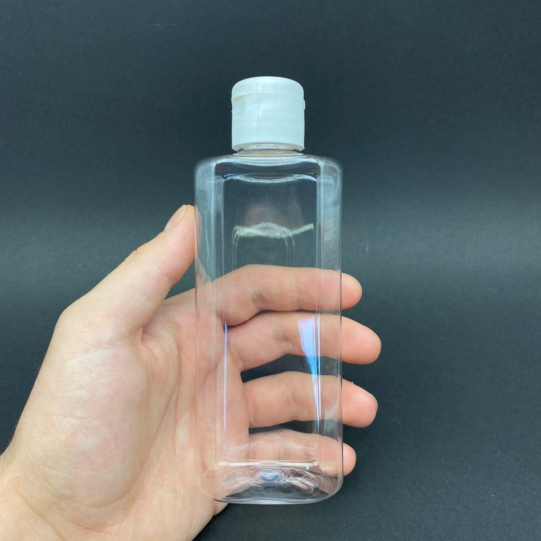 200 CC YASSI PET ŞİŞE - BEYAZ FLİPTOP AKITICI KAPAKLI - 200 ML AKITICILI PLASTİK ŞİŞE