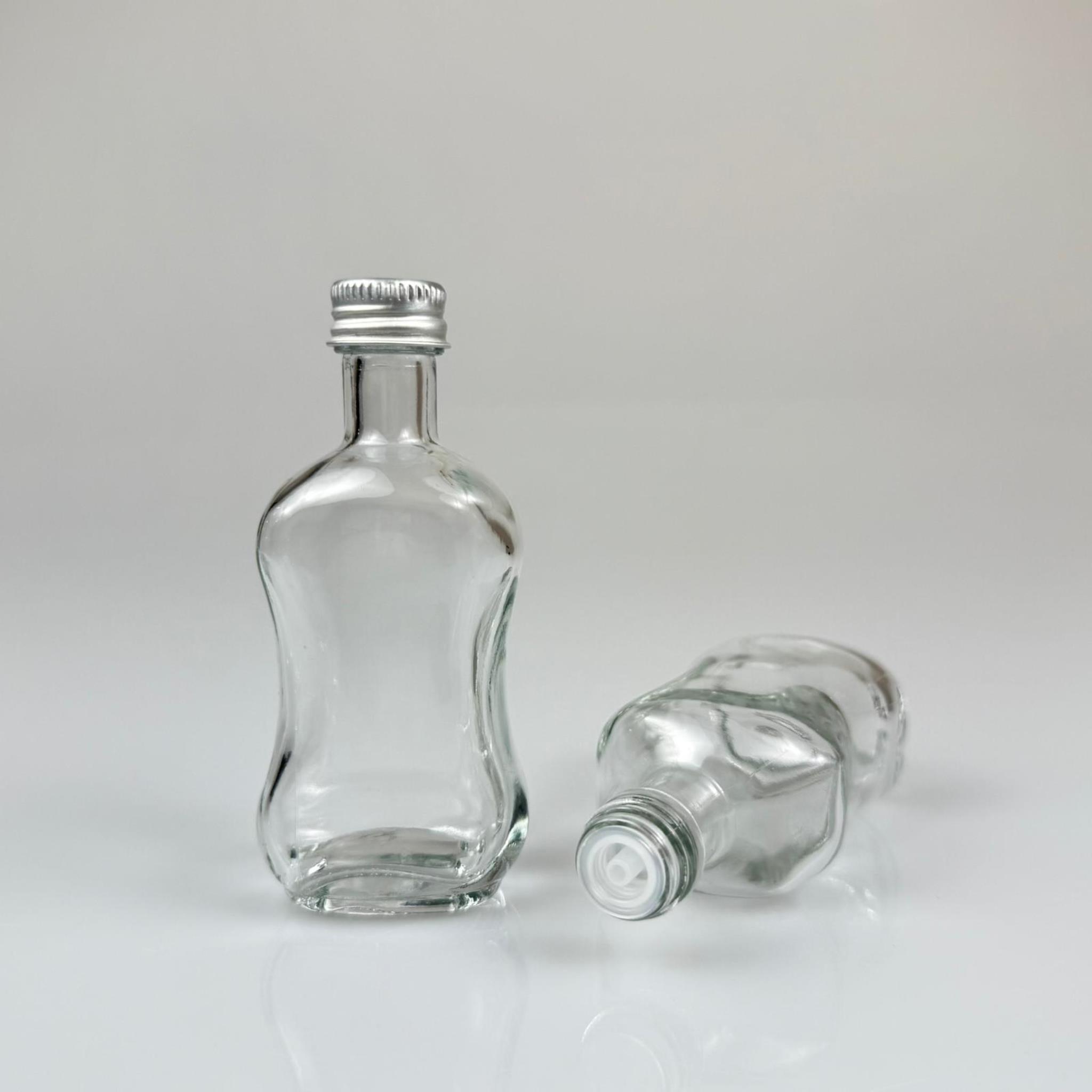 50 CC BOĞAZLI İNCE BELLİ CAM ŞİŞE - GÜMÜŞ METAL KAPAKLI KOLONYA TIPALI - 50 ML PRESTİJLİ ŞİŞE