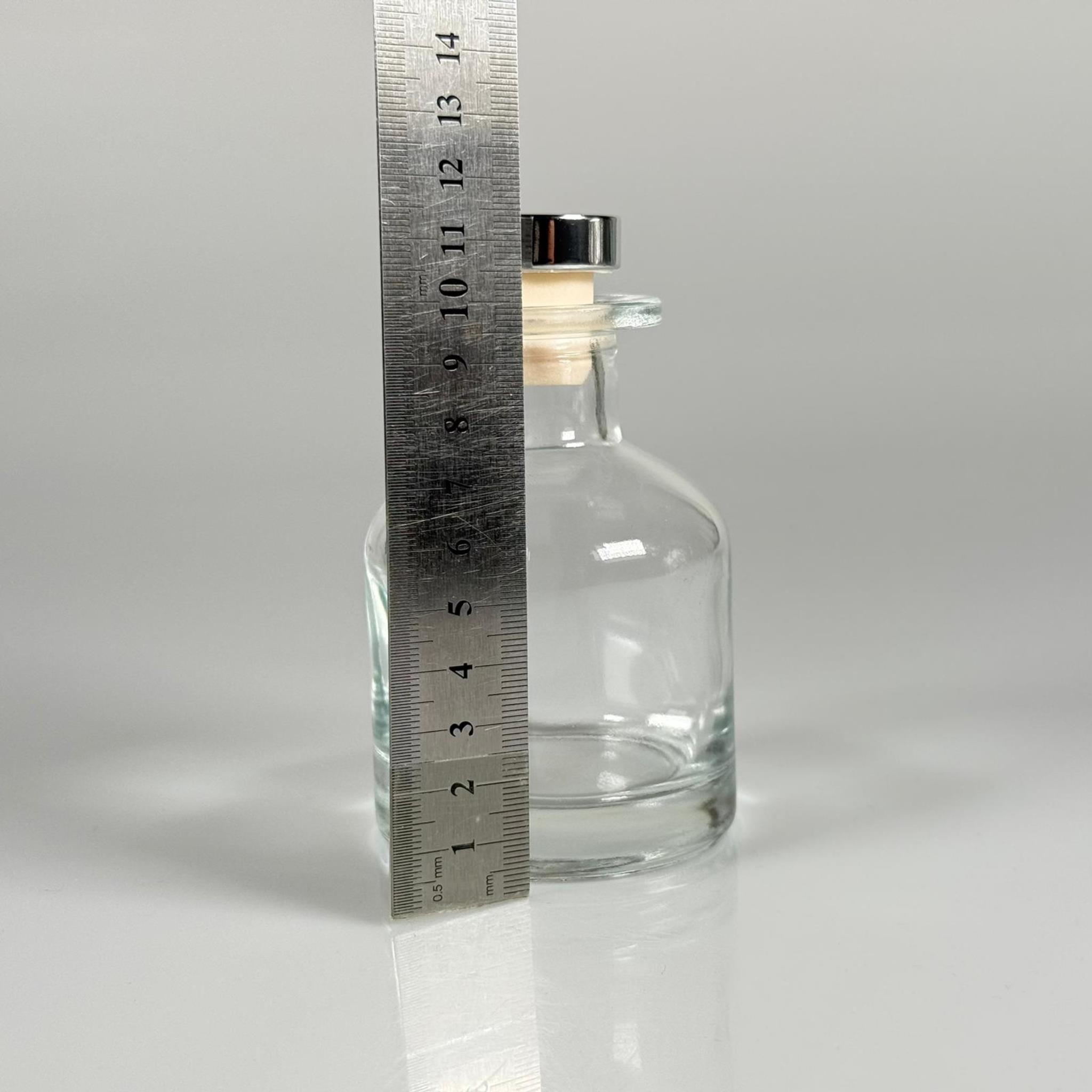 150 CC ŞEFFAF SİLİNDİR BAMBU CAM ESANS ŞİŞESİ - 150 ML KOKU, ESANS, PARFÜMERİ ŞİŞESİ - GÜMÜŞ MANTAR TIPALI TAKIM