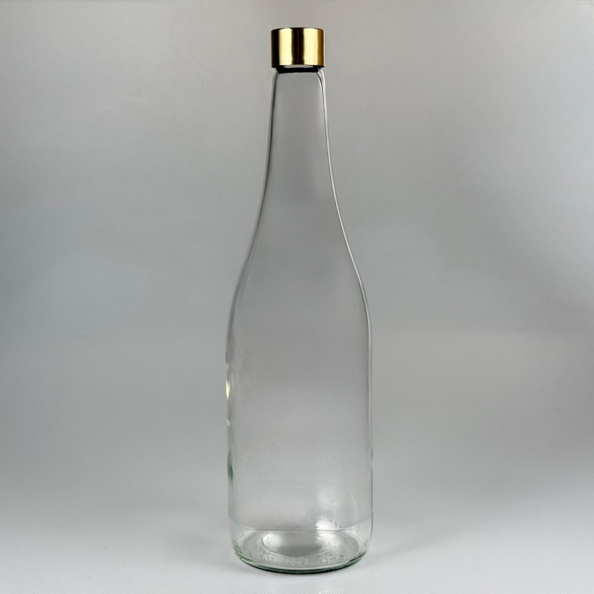 1000 CC ŞEFFAF CAM ŞERBET ŞİŞESİ + ALÜMİNYUM KAPLAMALI GOLD KAPAKLI TAKIM - 1000 ML CAM ŞİŞE