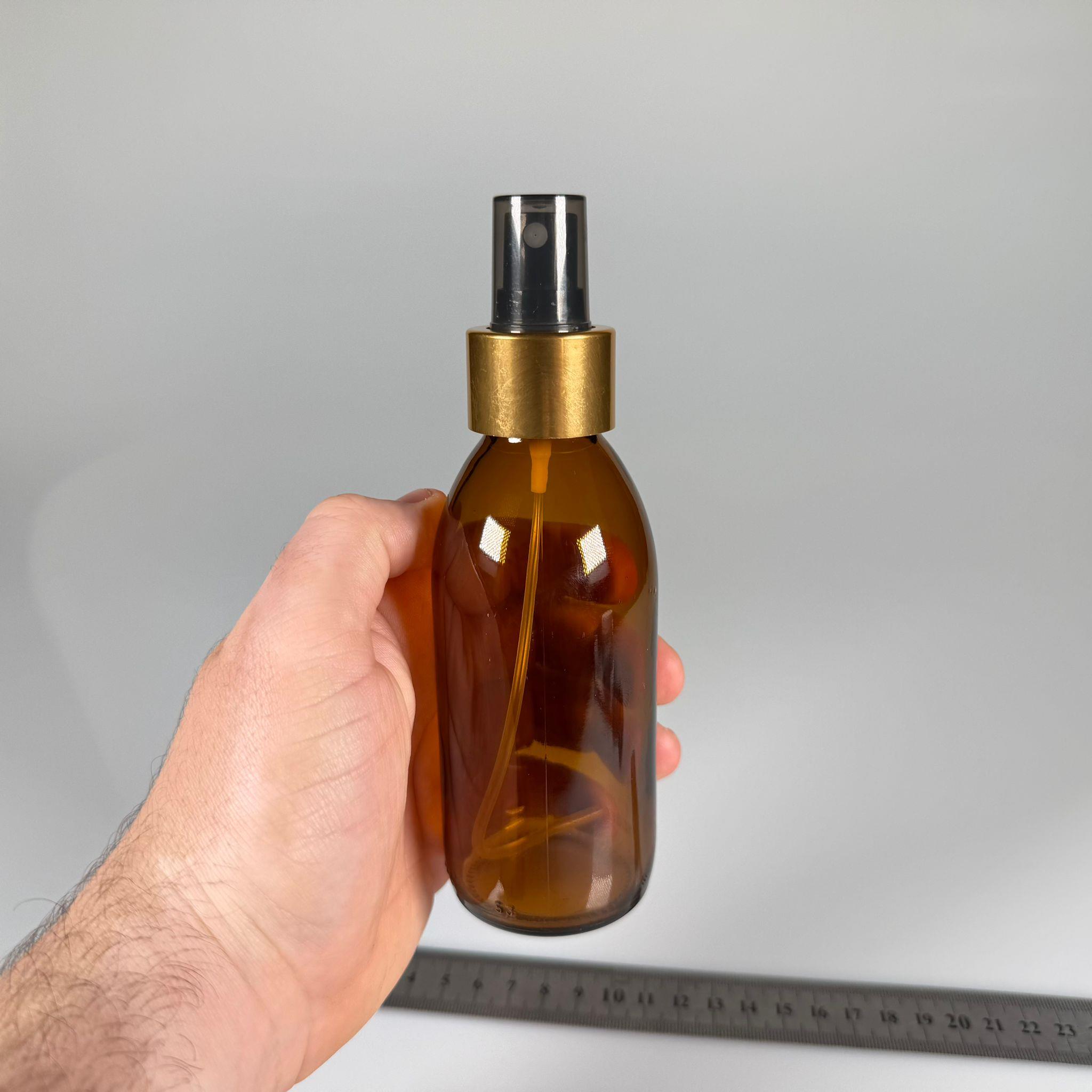 160 CC AMBER GOLD SPREY BAŞLIKLI CAM ŞİŞE - 160 ML KAHVERENGİ FISFIS KAPAKLI ŞİŞE