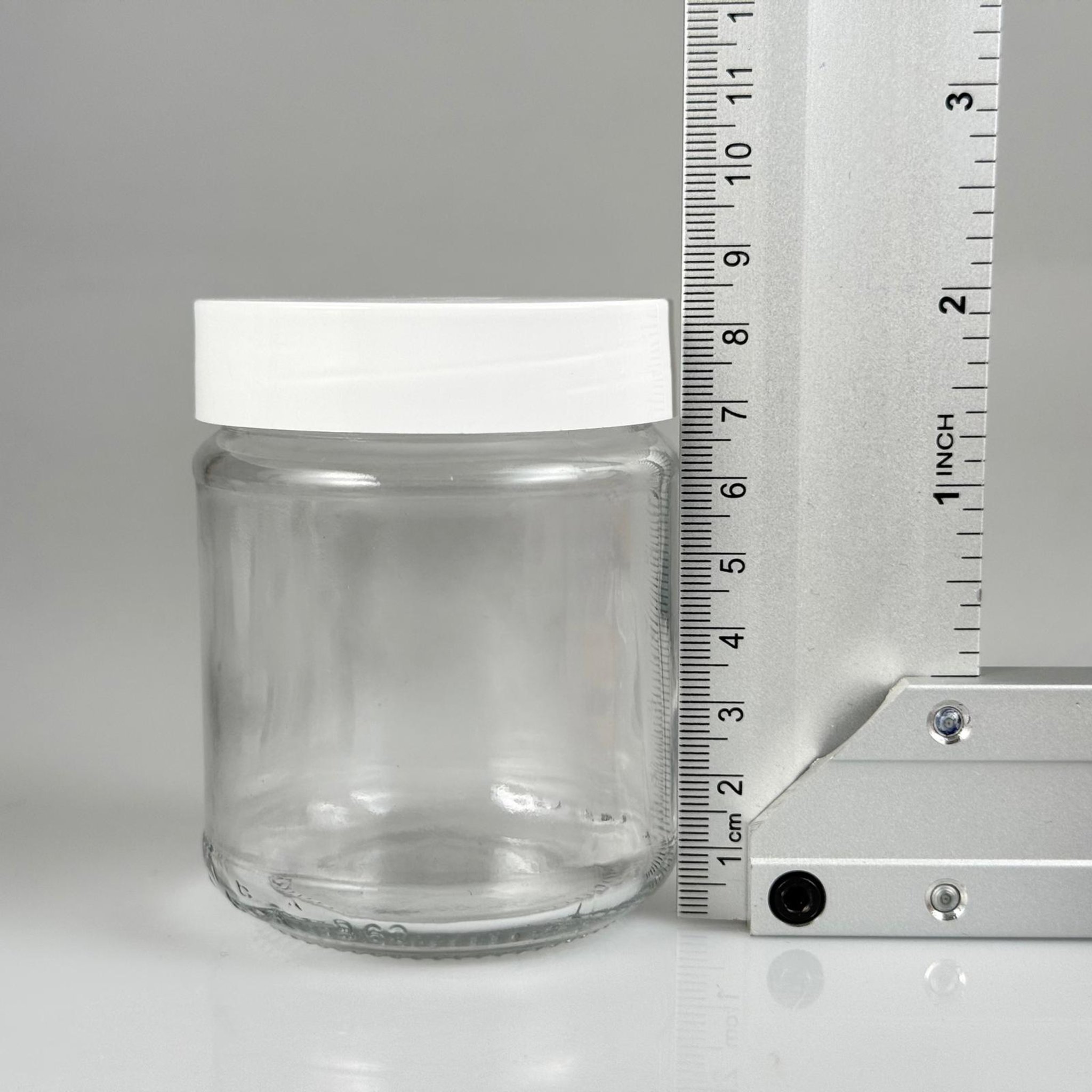 212 CC CAM KAVANOZ - BEYAZ PLASTİK KAPAKLI + KENDİNDEN YAPIŞKANLI KÖPÜK CONTALI TAKIM - 212 ML CAM KAVANOZ