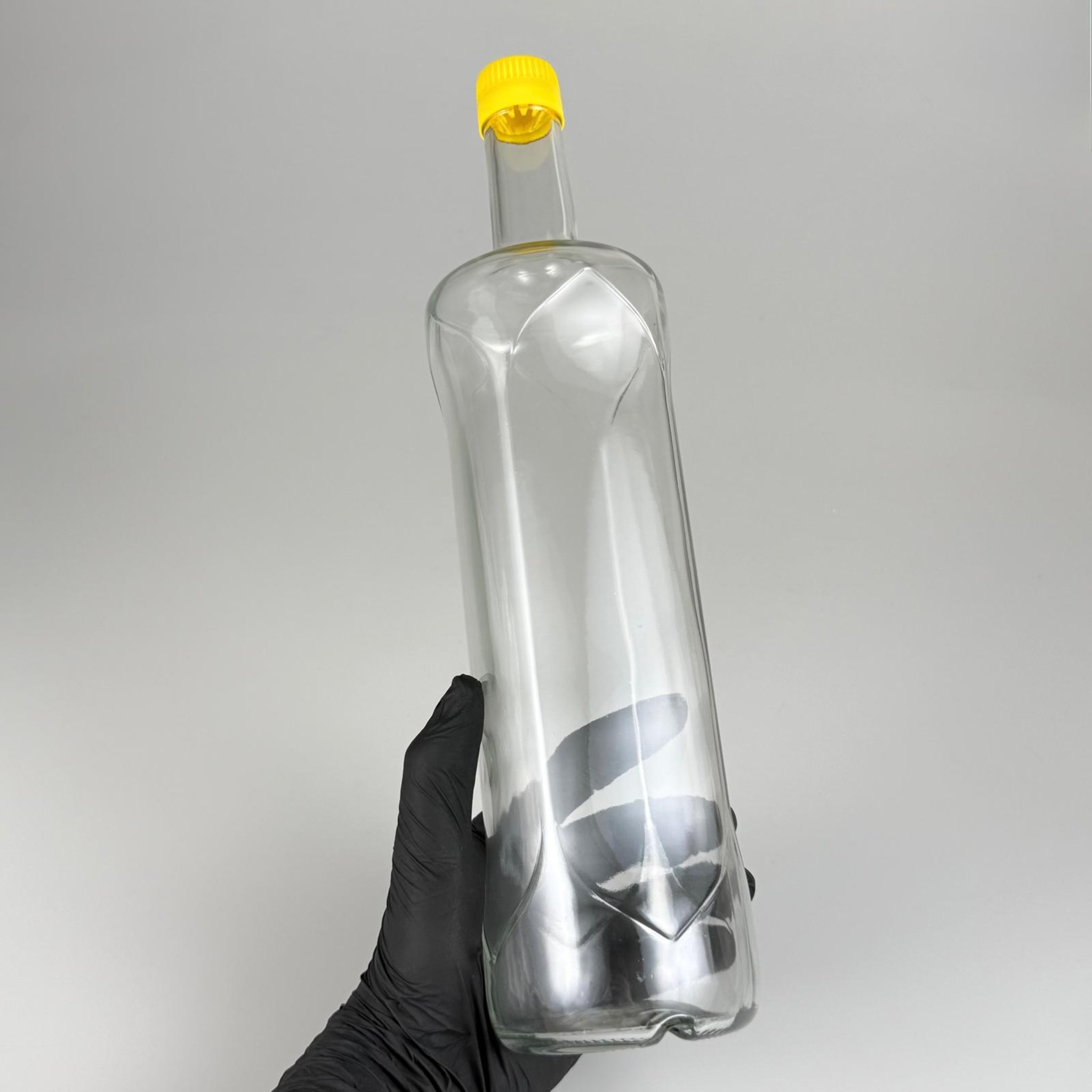 1000 CC DESENLİ DORİKA ŞEFFAF CAM ŞİŞE + SARI ÇAKMA KAPAKLI TAKIM - 1000 ML MANTAR TIPALI ÇAKMA AĞIZ  CAM ŞİŞE