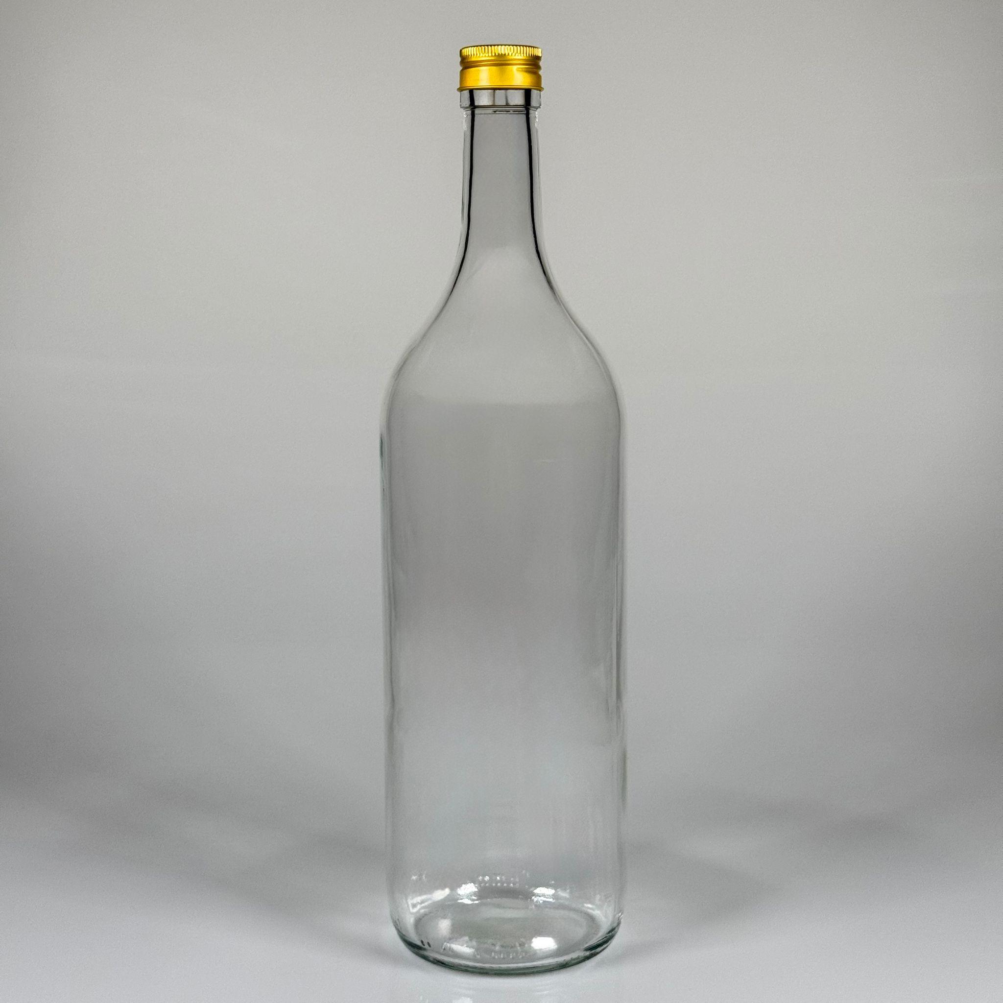 1500 CC ŞEFFAF CAM ŞİŞE - GOLD METAL ALÜMİNYUM KAPAKLI - 1500 ML YAĞ ŞİŞESİ - SİRKE ŞİŞESİ - 1,5 LİTRE CAM ŞİŞE