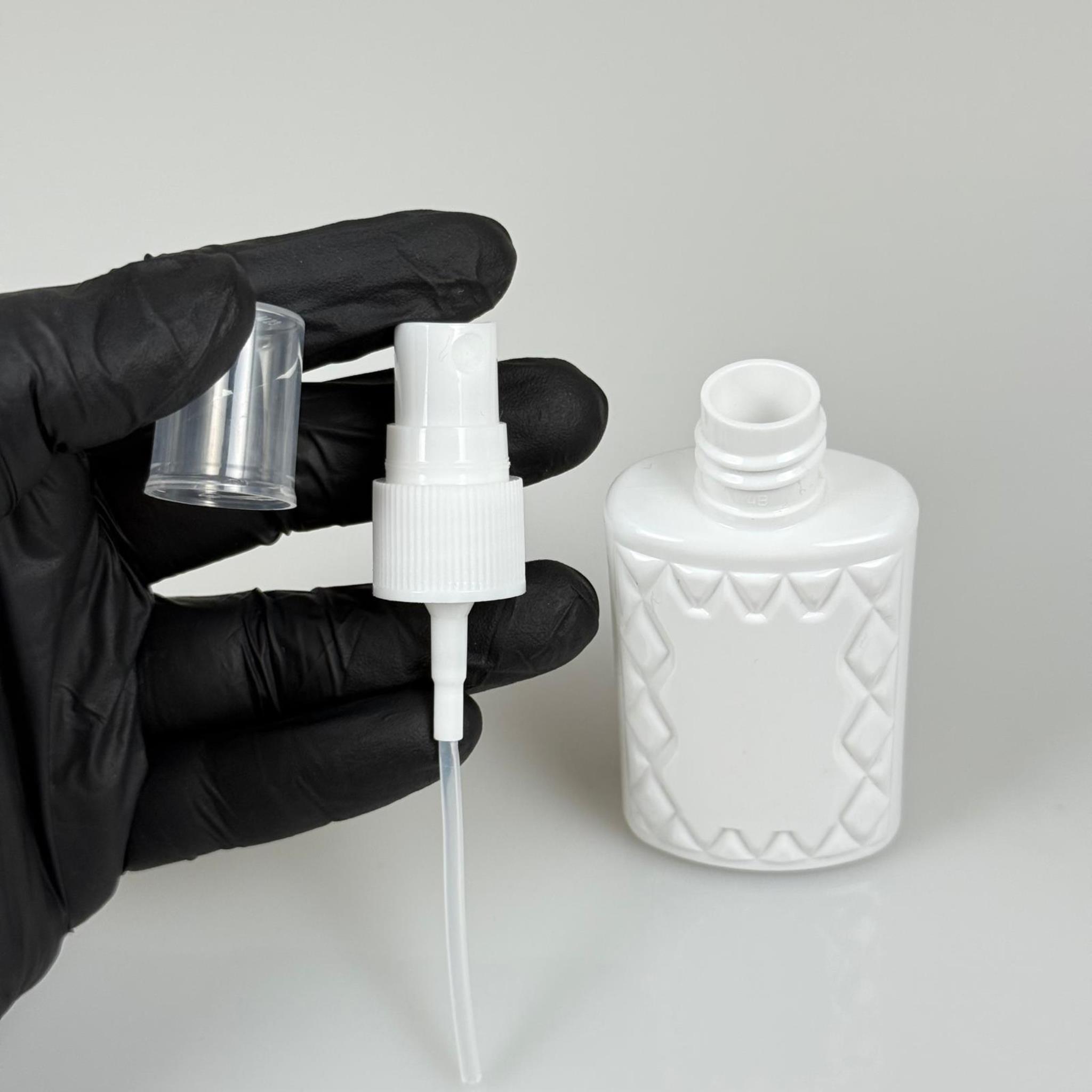 50 CC BEYAZ PET KÖŞELİ PARFÜM ŞİŞESİ - BEYAZ SPREYLİ - 50 ML PLASTİK PARFÜM - KOLONYA ŞİŞESİ