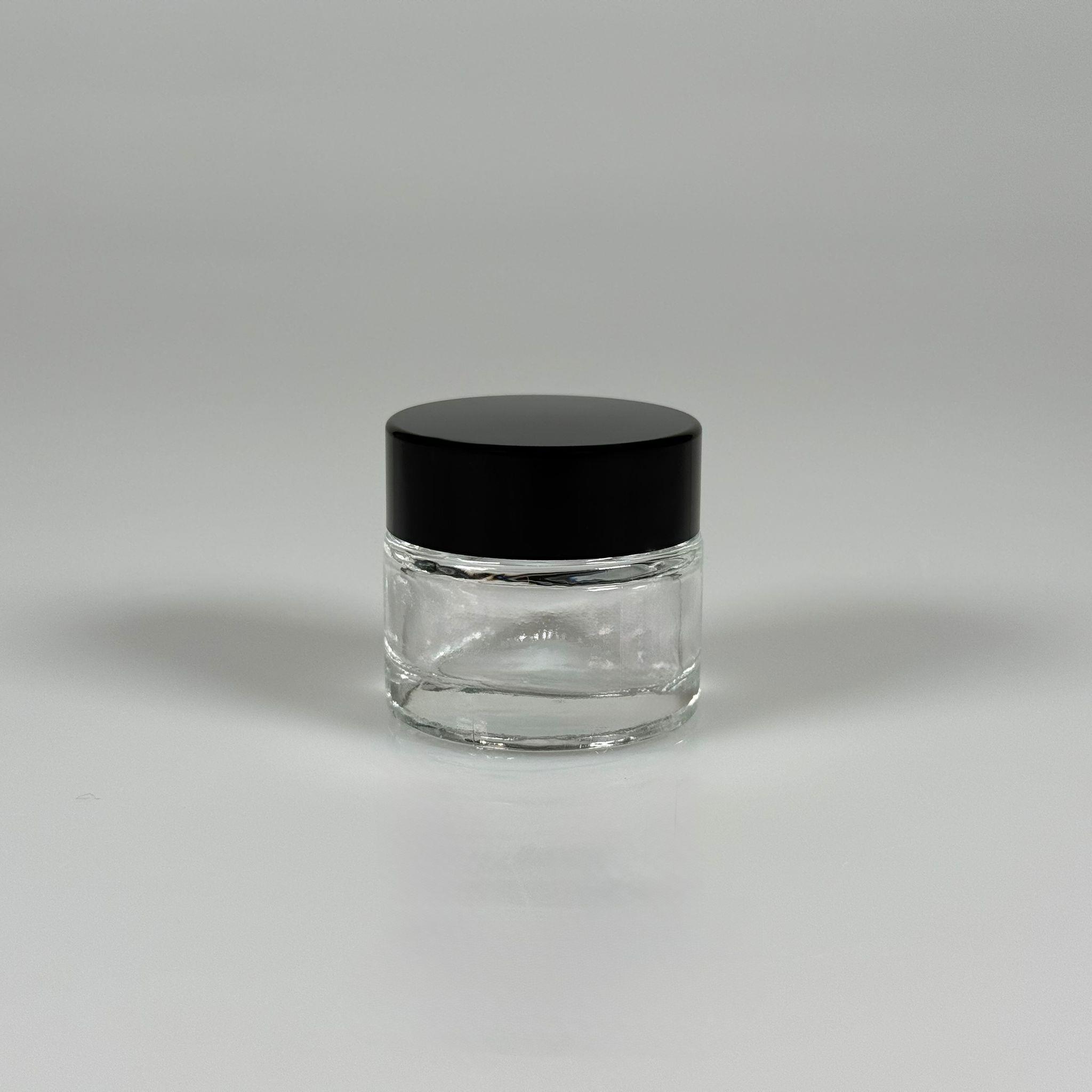 10 CC CAM ŞEFFAF KREM KAVANOZU - SİYAH KAPAKLI İÇ CONTALI - 10 ML SAYDAM KREM KAVANOZU