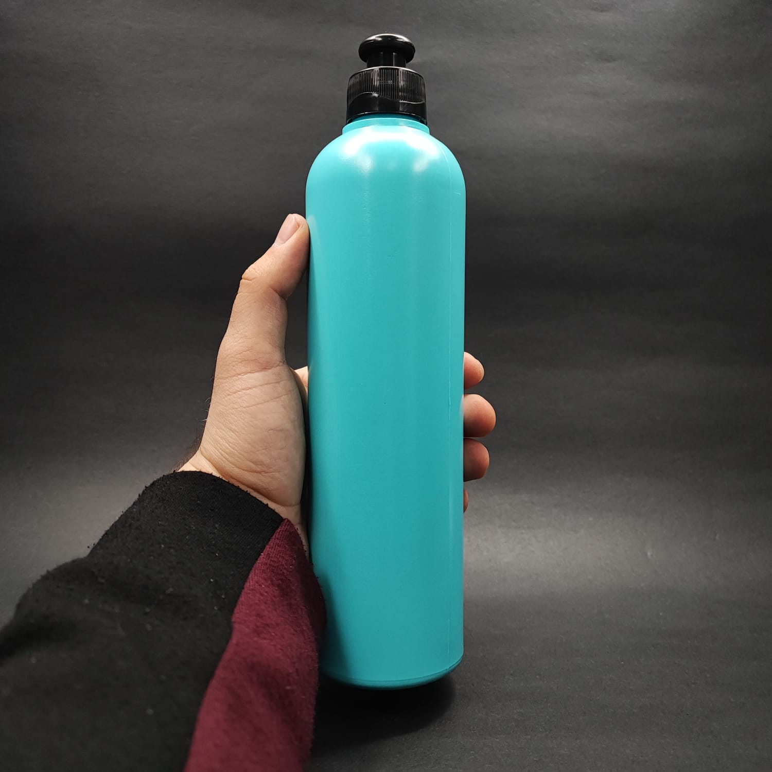 500 CC TURKUAZ POLİETİLEN PE ŞAMPUAN ŞİŞESİ - SİYAH AKITICILI PUSH PULL KAPAKLI - 500 ML PE ŞAMPUAN ŞİŞESİ