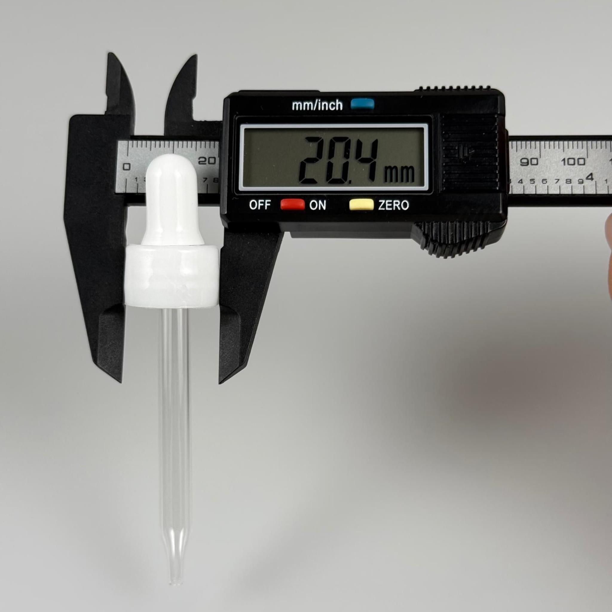 18 MM CAM DAMLALIKLI TAKIM - BEYAZ EMZİK +  DELİKLİ PLASTİK DÜZ BEYAZ KAPAK + 76 MM SİVRİ ( UCU İNCE ) CAM PİPET
