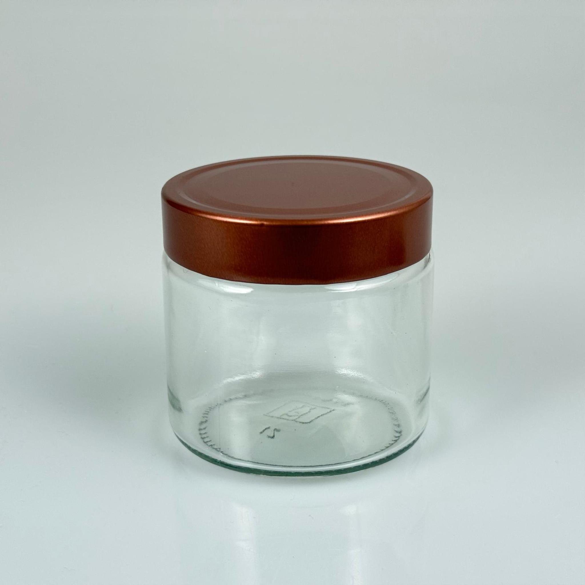 370 CC ALMAN KAVANOZ - BRONZ KAPAKLI - 370 ML DERİN KAPAKLI CAM KAVANOZ