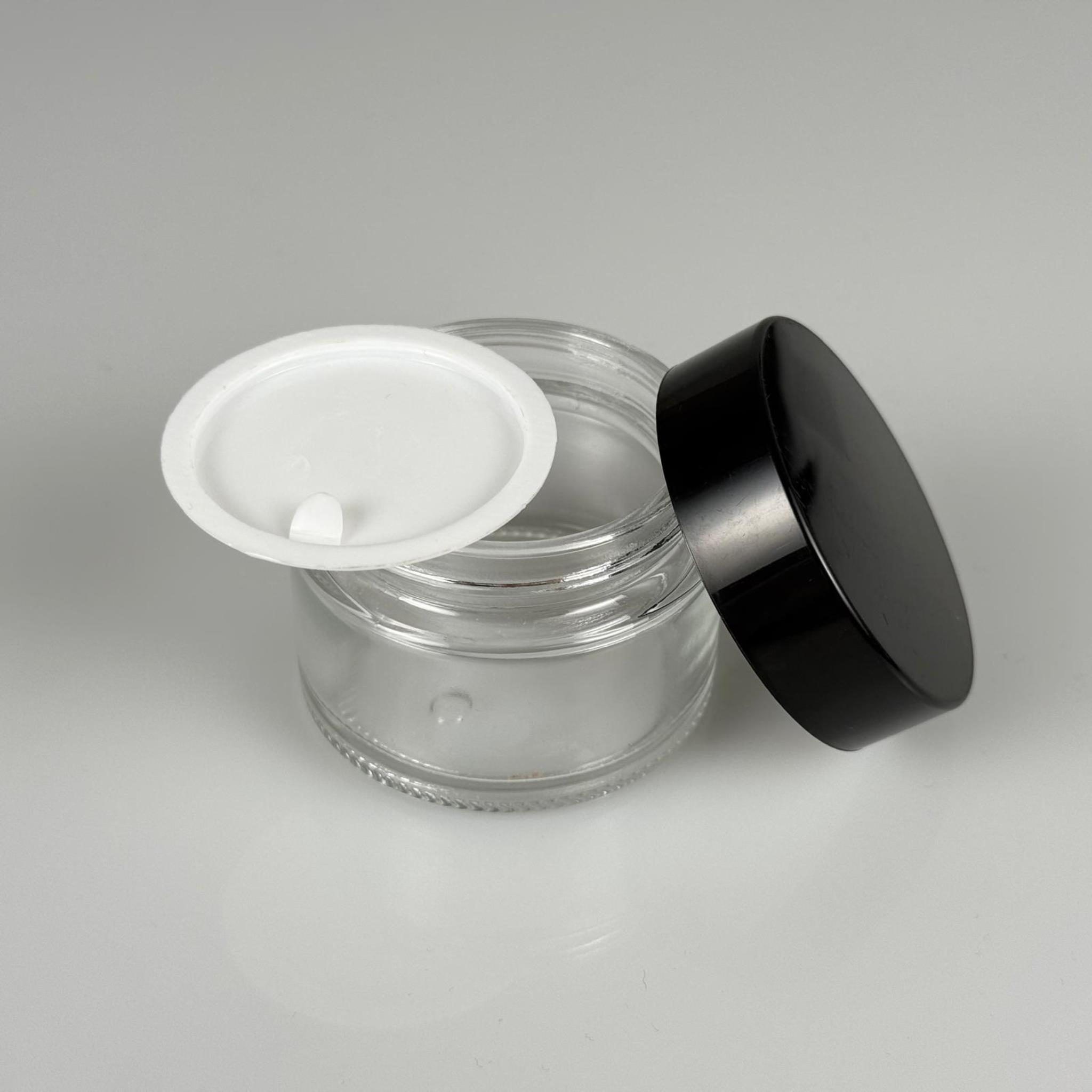 50 CC ŞEFFAF CAM KREM KAVANOZU + SİYAH KAPAK + İÇ TIPA - 50 ML Kozmetik ve Bakım Ürünleri İçin Cam Kavanozları