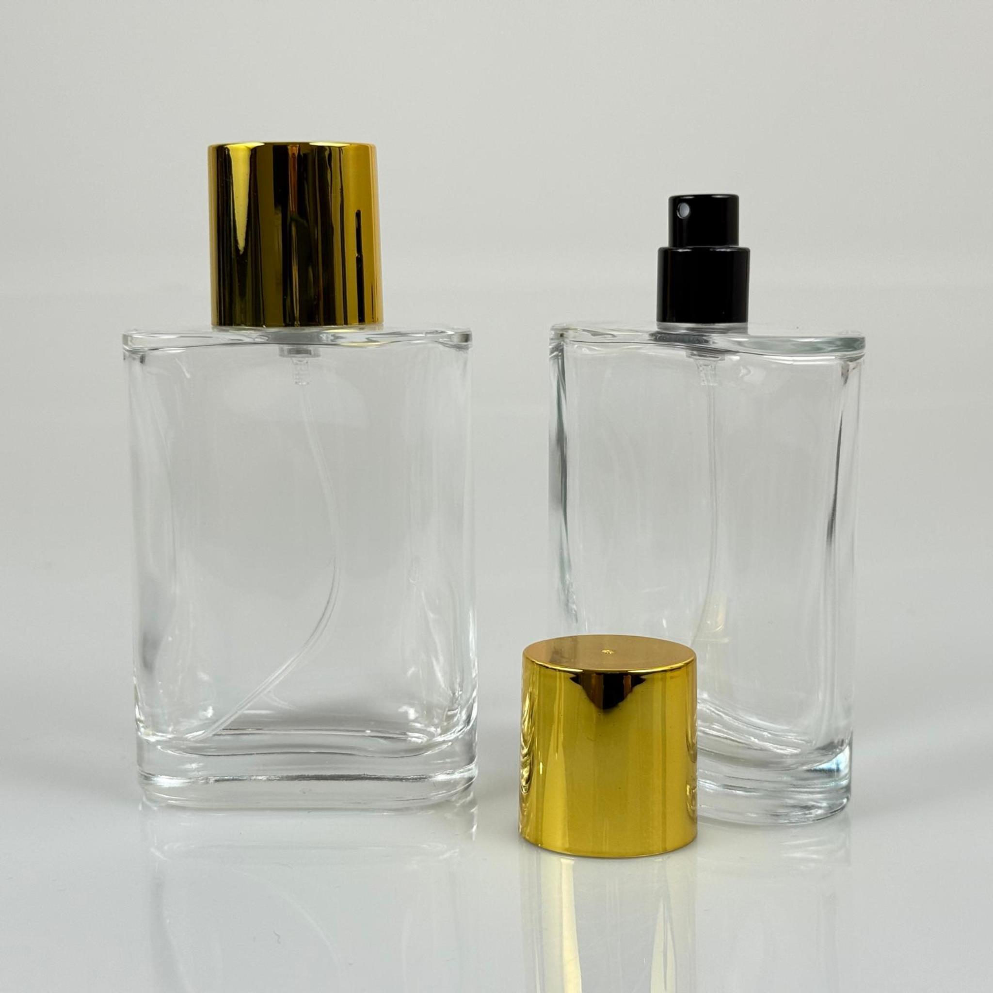 100 ML YASSI MODEL CEO PARFÜM ŞİŞESİ + SİYAH METAL SPREYLİ + GOLD GENİŞ KAPAKLI (AĞIZ 15 MM GEÇME KOLAY KAPAMA)