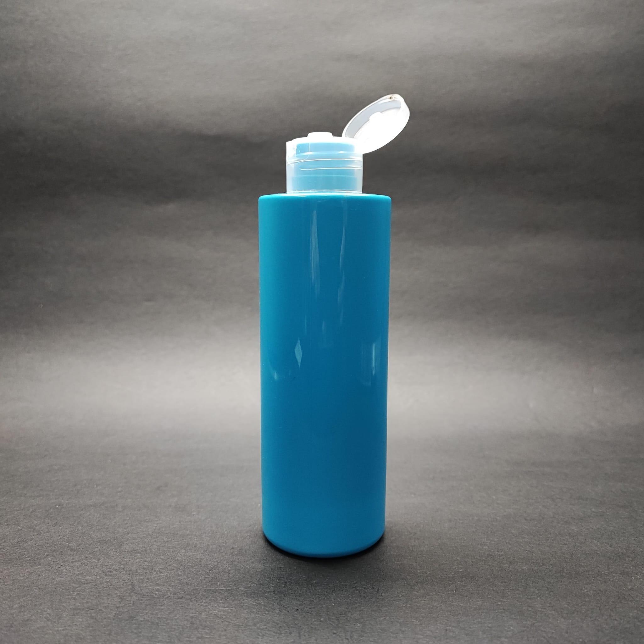 200 CC KÜT BOYUNLU UZUN SİLİNDİR PET ŞİŞE (24 GR) - ŞEFFAF FLİPTOP KAPAKLI - 200 ML PLASTİK ŞİŞE - MAVİ