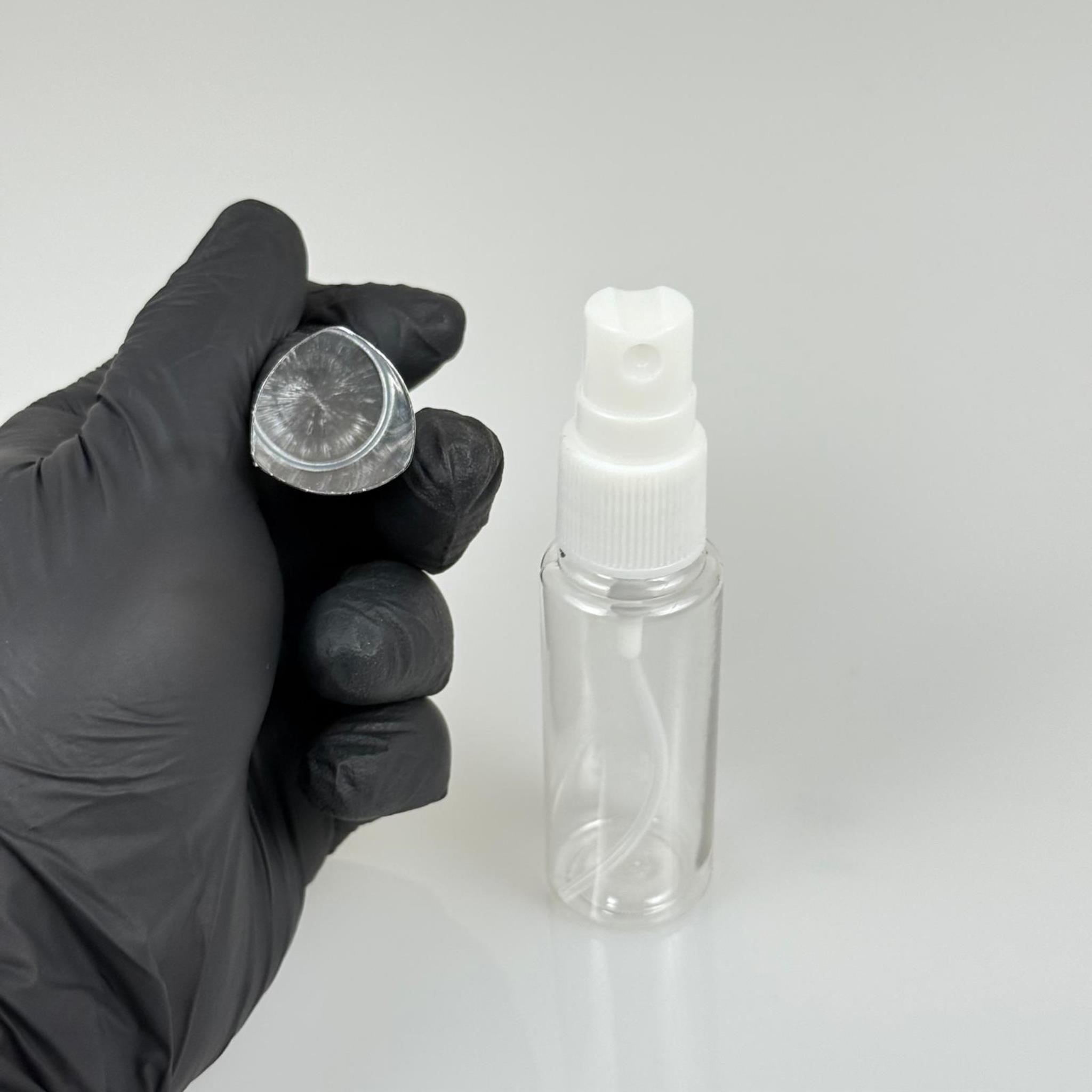 30 ML PET KOLONYA, PARFÜM VB ŞİŞELERİ - METAL ALÜMİNYUM GÜMÜŞ KAPAK + VİDALI SPREY + 30 CC SHOT ŞİŞE SET TAKIM