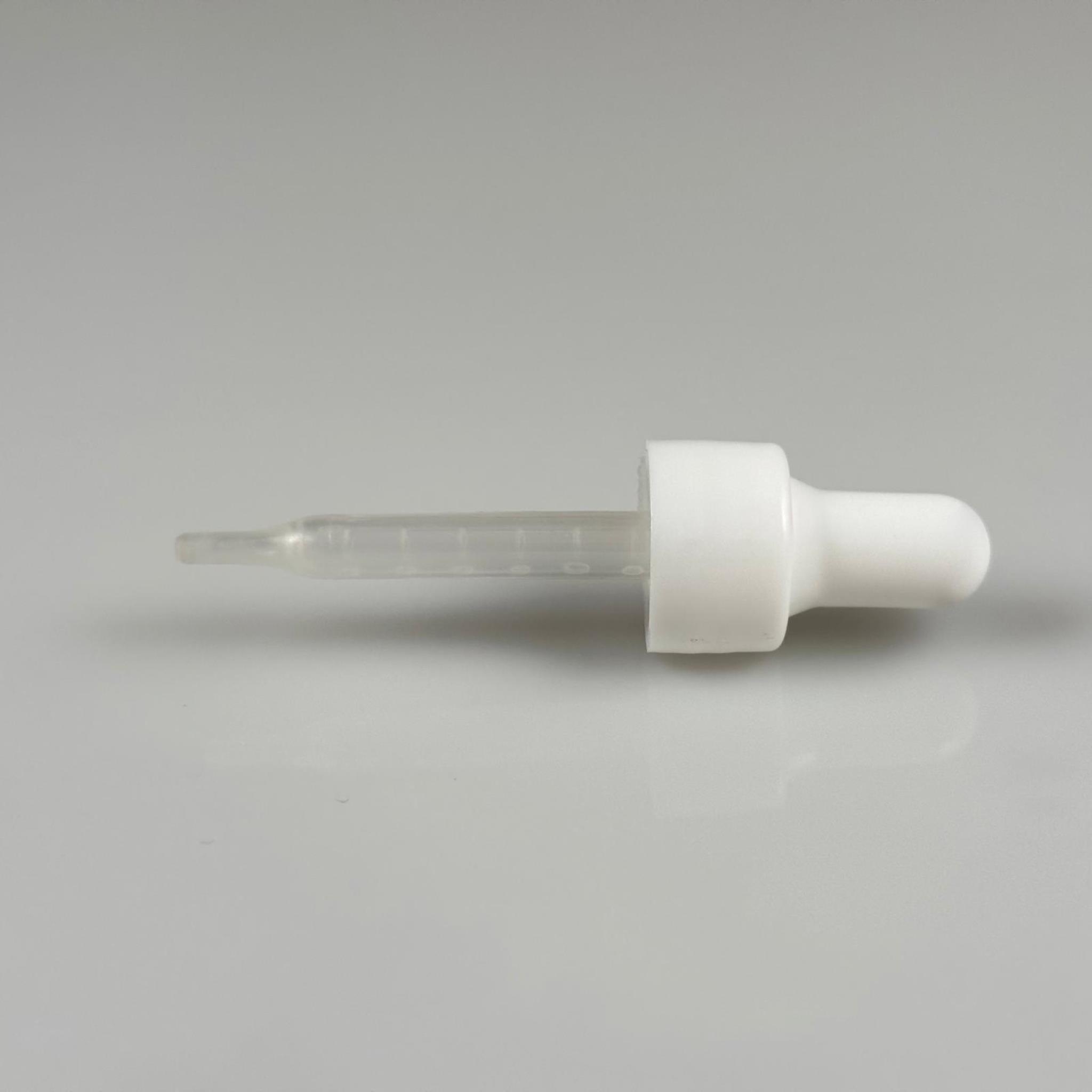18 MM PLASTİK DAMLALIKLI TAKIM - BEYAZ EMZİK +  DELİKLİ PLASTİK DÜZ BEYAZ KAPAK + 60 MM PLASTİK PİPET