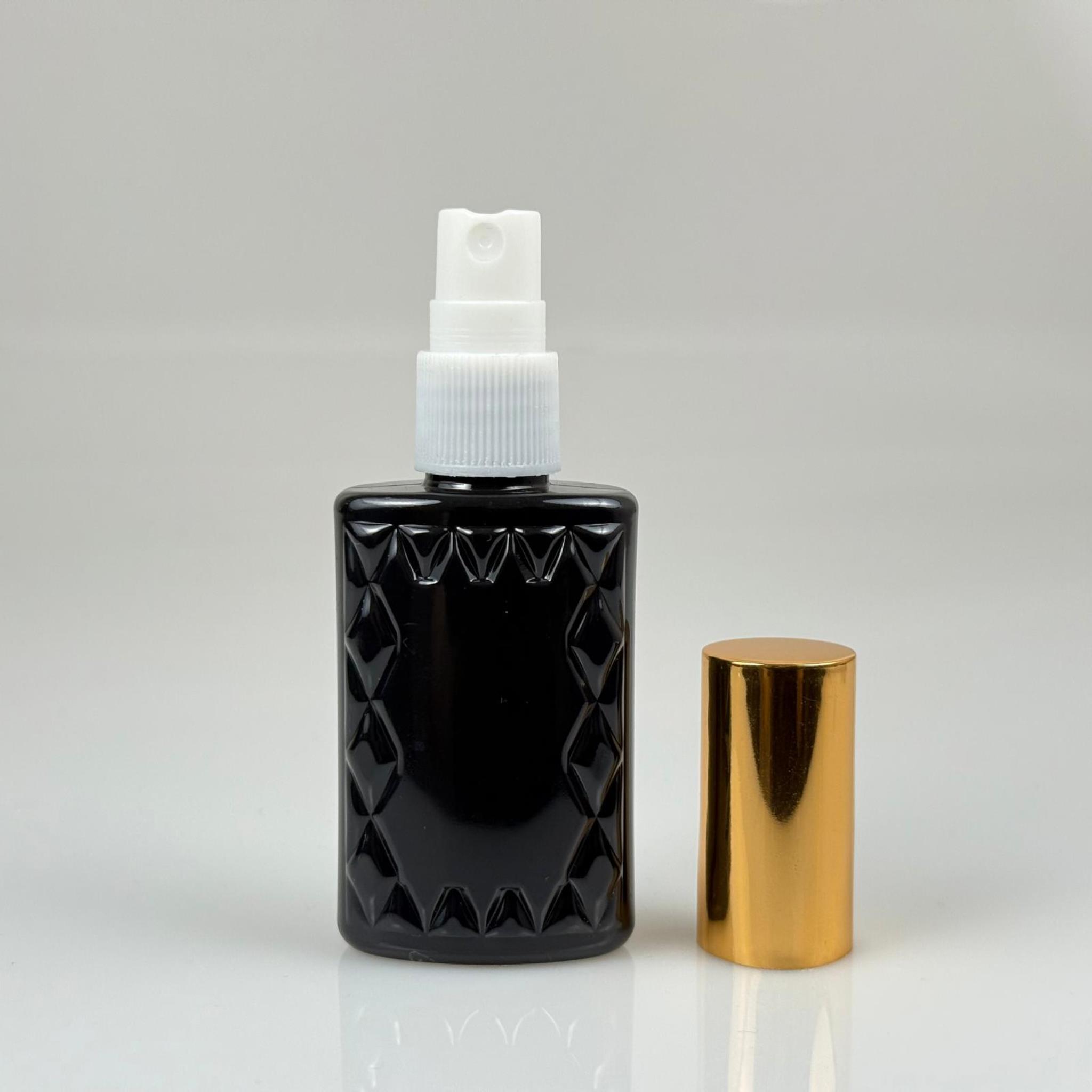 50 ML PET KOLONYA, PARFÜM VB ŞİŞELERİ - METAL ALÜMİNYUM GOLD KAPAK + VİDALI SPREY + 50 CC KÖŞELİ SİYAH ŞİŞE SET TAKIM