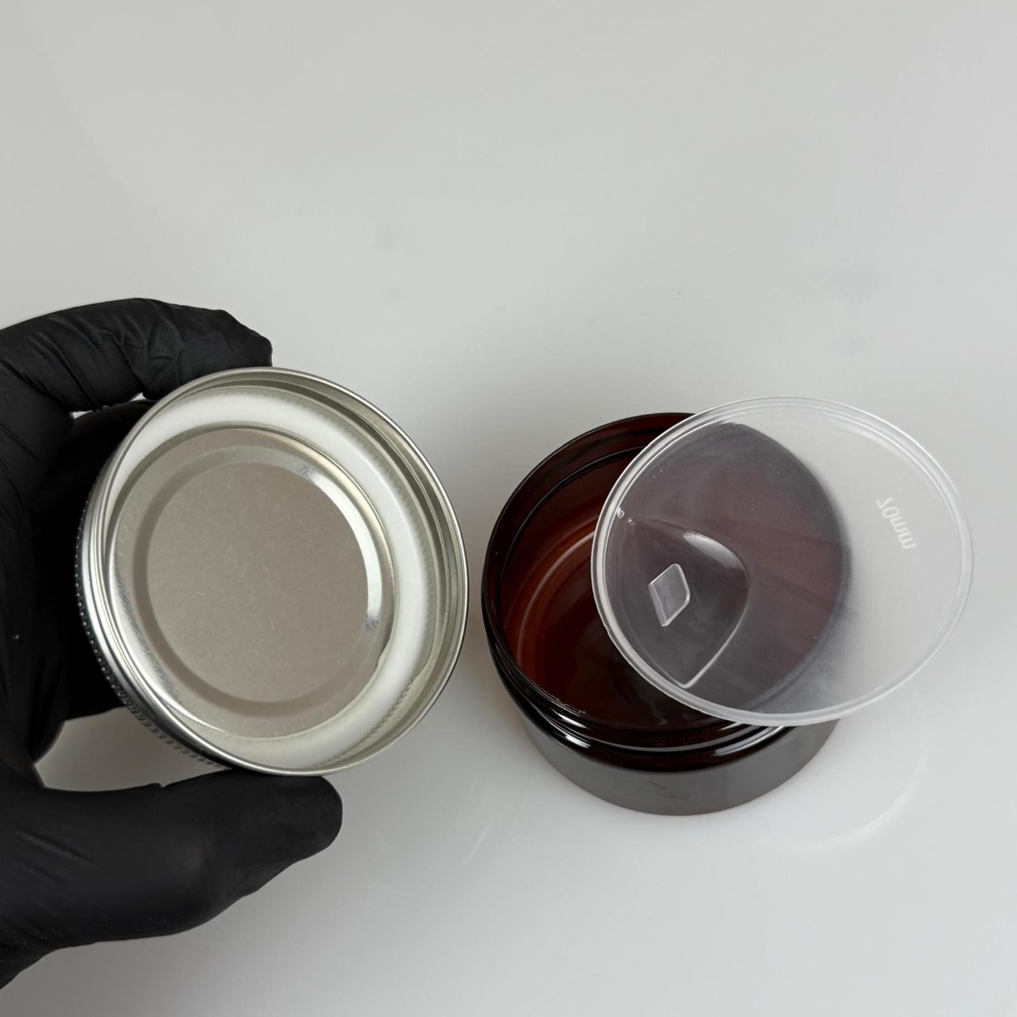 100 ML SERT PET KAVANOZ + GÜMÜŞ METAL KAPAK + İÇ TIPA - 100 CC KALIN AMBER PLASTİK KAVANOZ GÜMÜŞ METAL KAPAKLI İÇ TIPALI TAKIM - KREM KAVANOZLARI