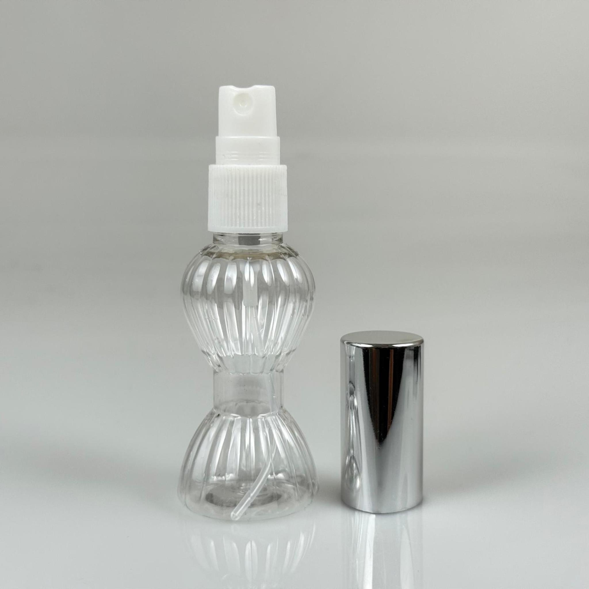 40 ML PET KOLONYA, PARFÜM VB ŞİŞELERİ - METAL ALÜMİNYUM GÜMÜŞ KAPAK + VİDALI SPREY + 40 CC MİNİ PIRLANTA ŞİŞE SET TAKIM