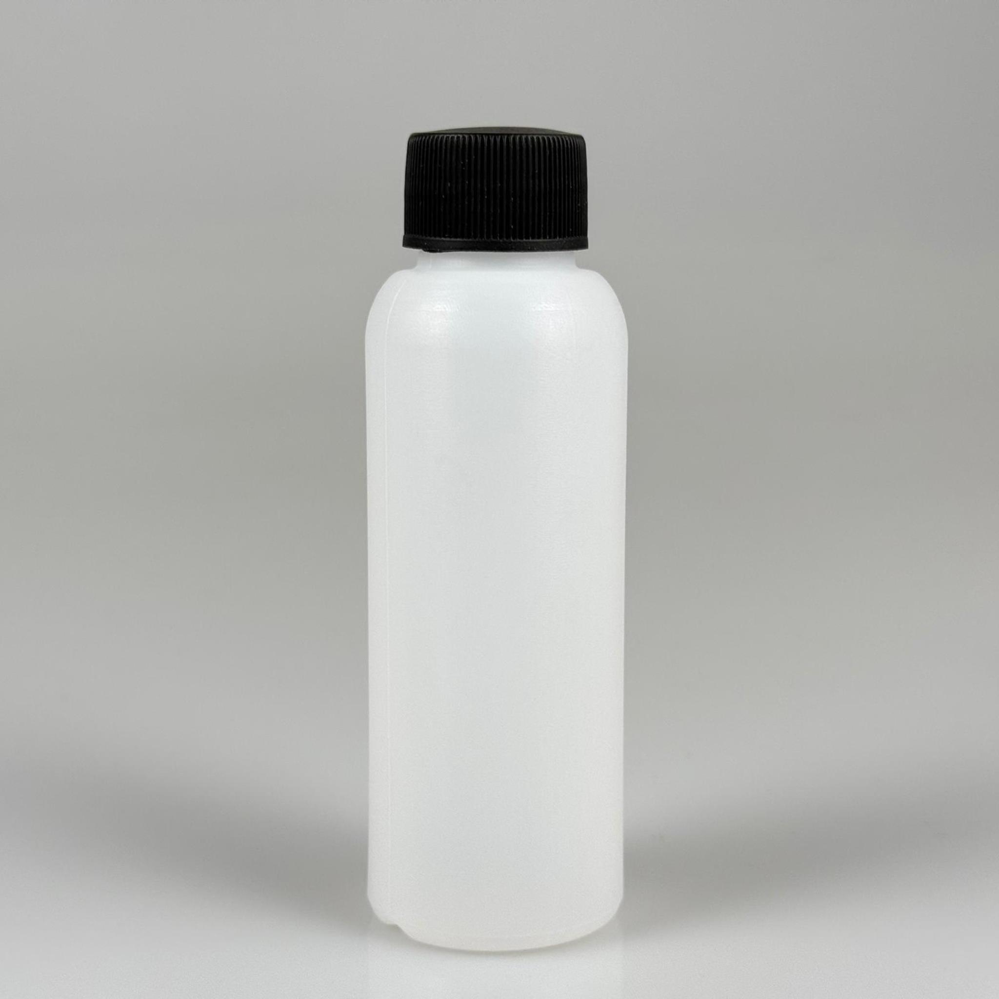 100 CC NATÜREL SERT POLİETİLEN ŞİŞE + SİYAH PLASTİK KAPAKLI ( 24 MM ) + PLASTİK TIPALI - 100 ML SERT POLİETİLEN ASETON ŞİŞESİ